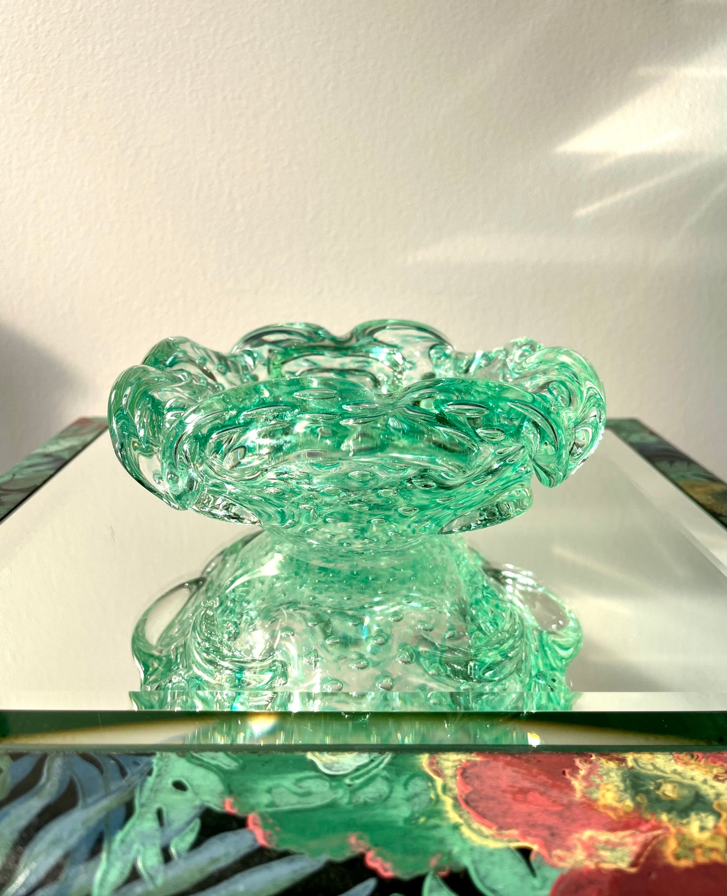Vintage Seafoam Bullicante Murano Ashtray