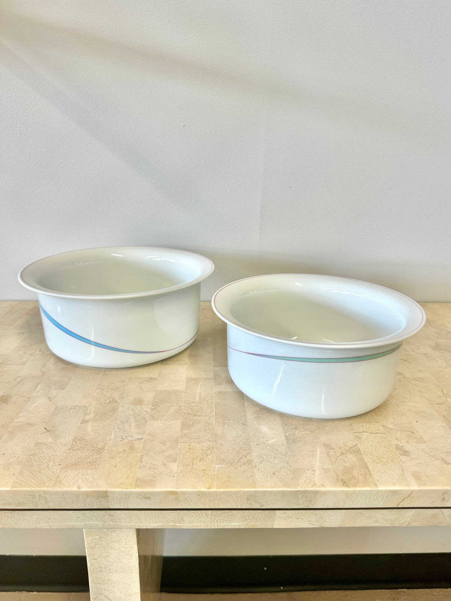 Vintage 1980s Pastel Rimmed Porcelain Arzberg “Orion” Tableware Set