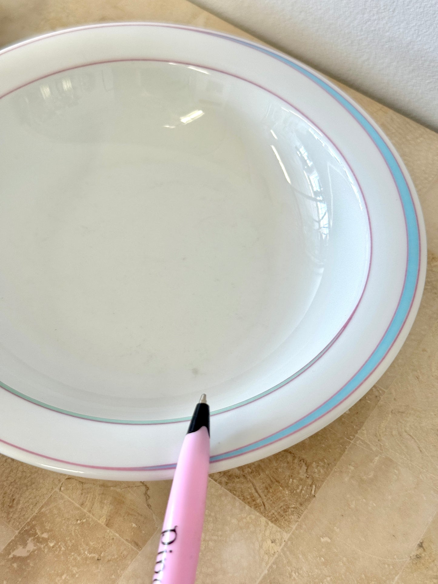 Vintage 1980s Pastel Rimmed Porcelain Arzberg “Orion” Tableware Set