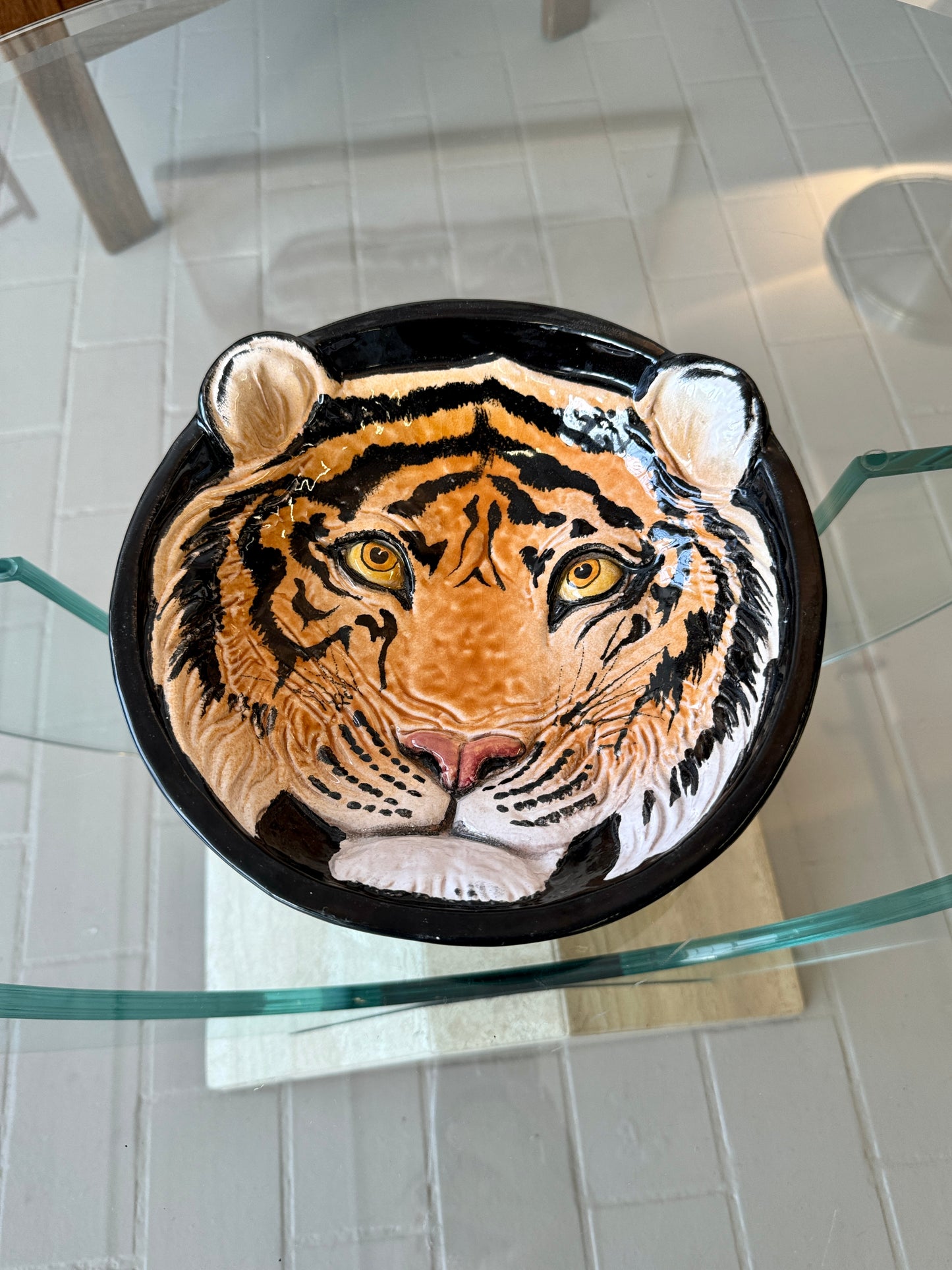 Vintage Italian Ceramic Tiger Bowl