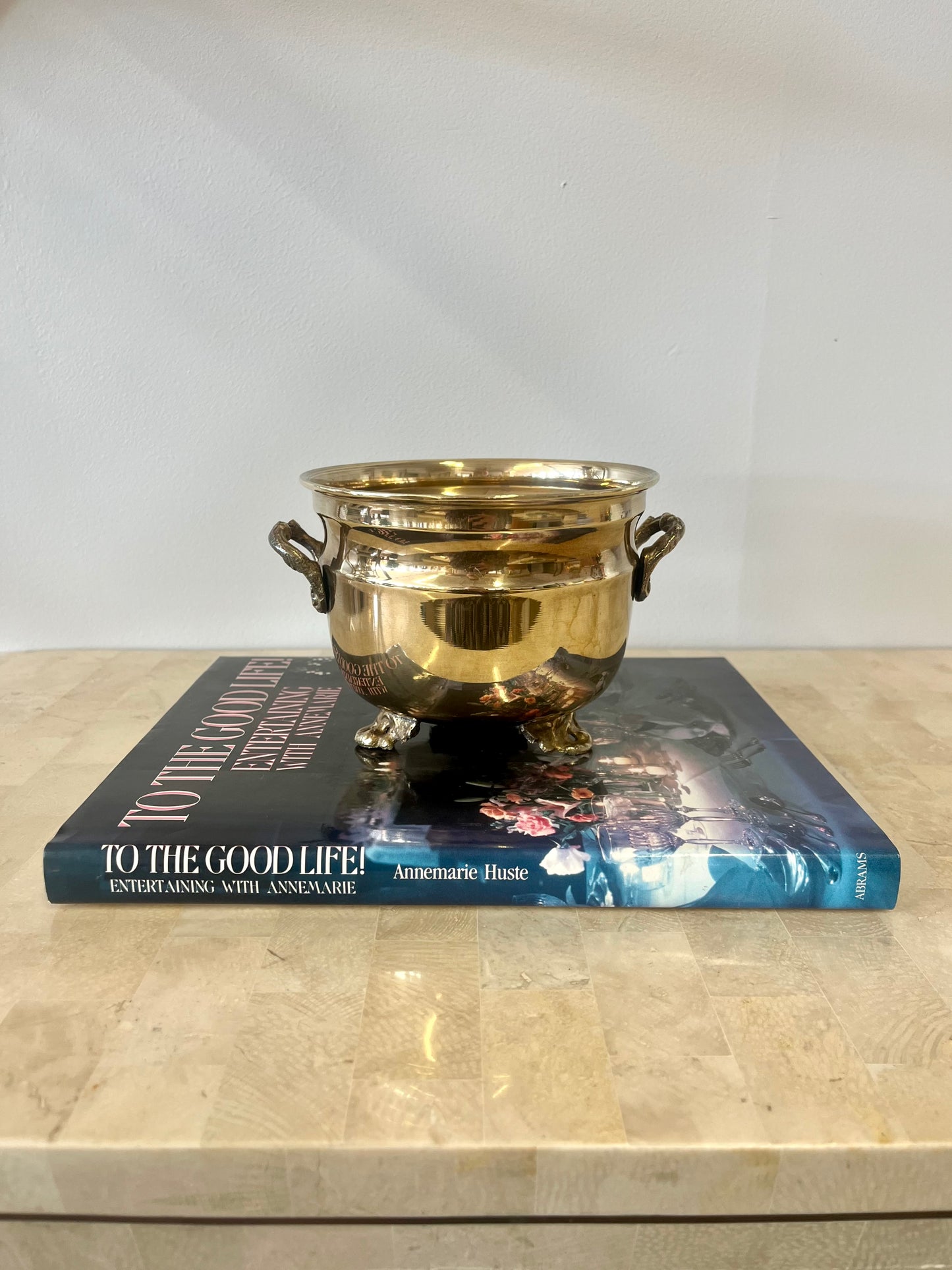 Vintage Footed Brass Planter
