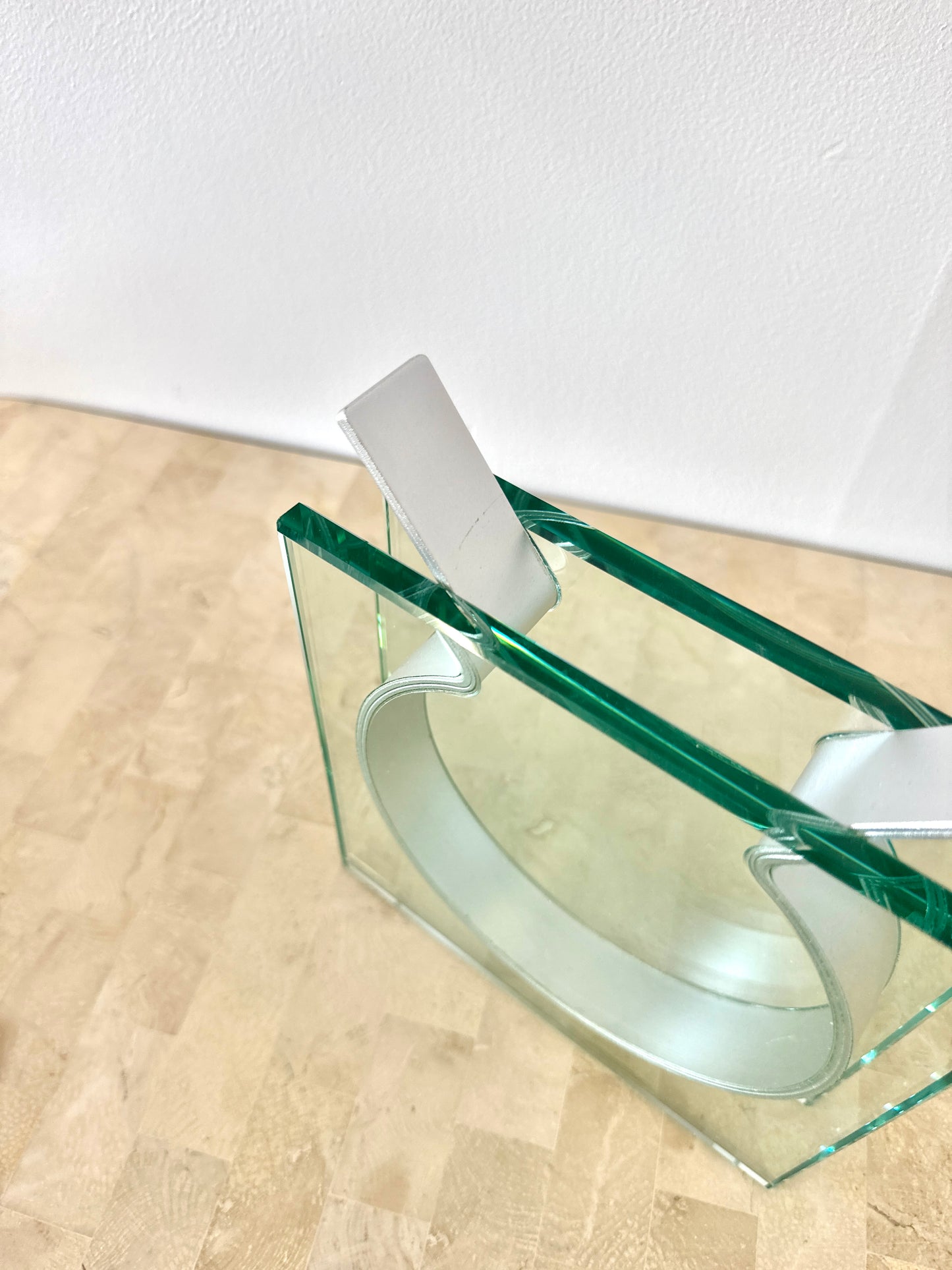 Postmodern Glass & Aluminum Ribbon Vase