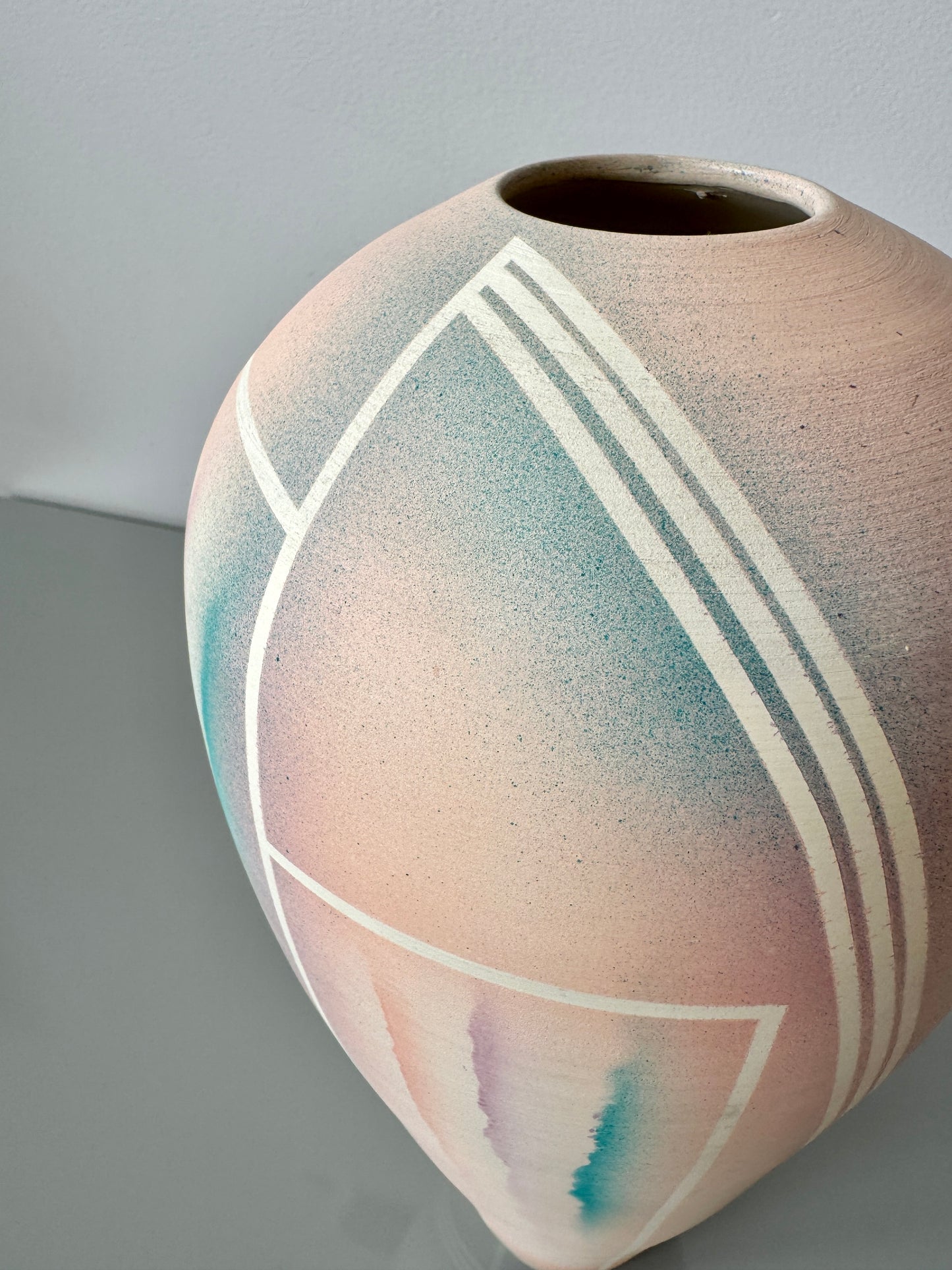 1980s Abstract Pastel Ceramic Vase
