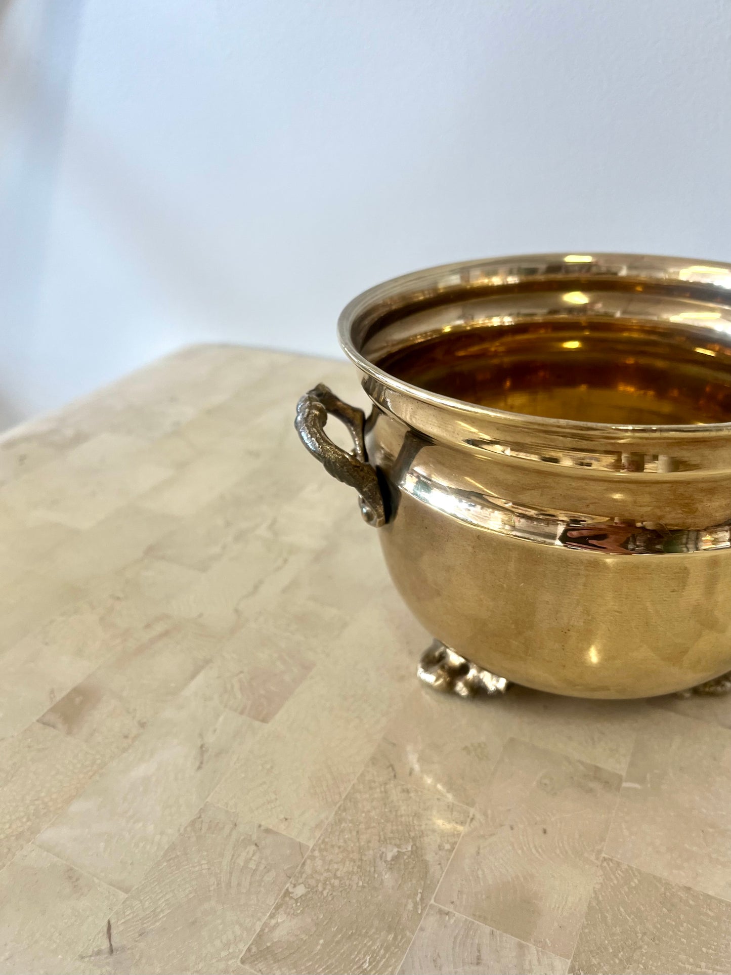 Vintage Footed Brass Planter