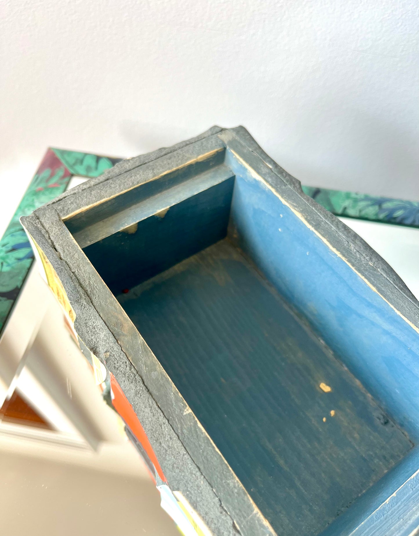 Vintage Ceramic Shard Mosaic and Cement Trinket Box