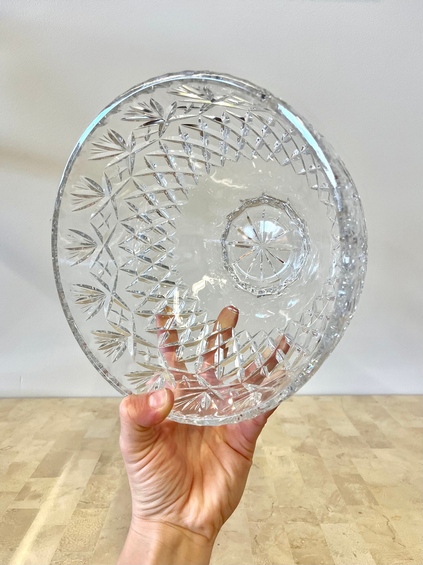 Large Vintage Cut Crystal Bowl