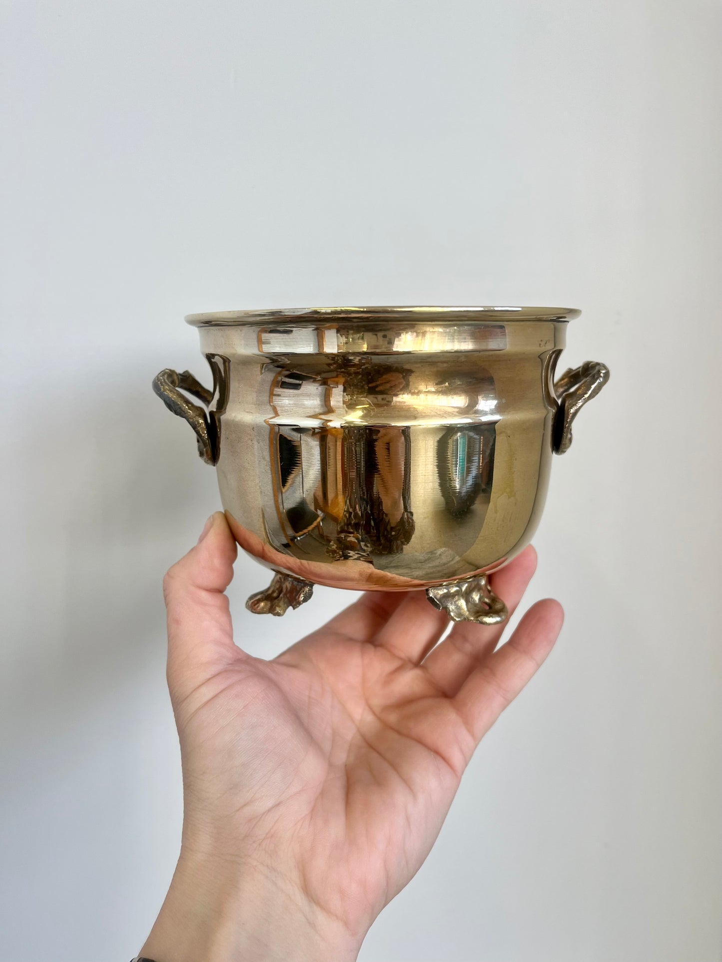 Vintage Footed Brass Planter