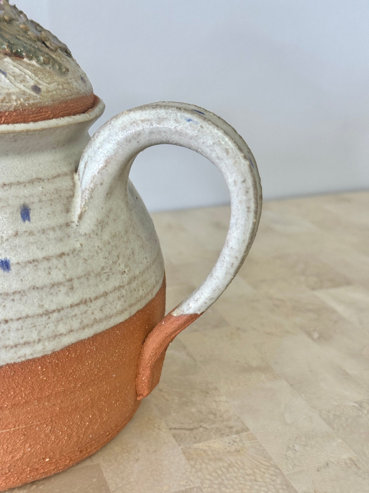 Vintage 1999 Studio Pottery Teapot with Applied Rose Lid