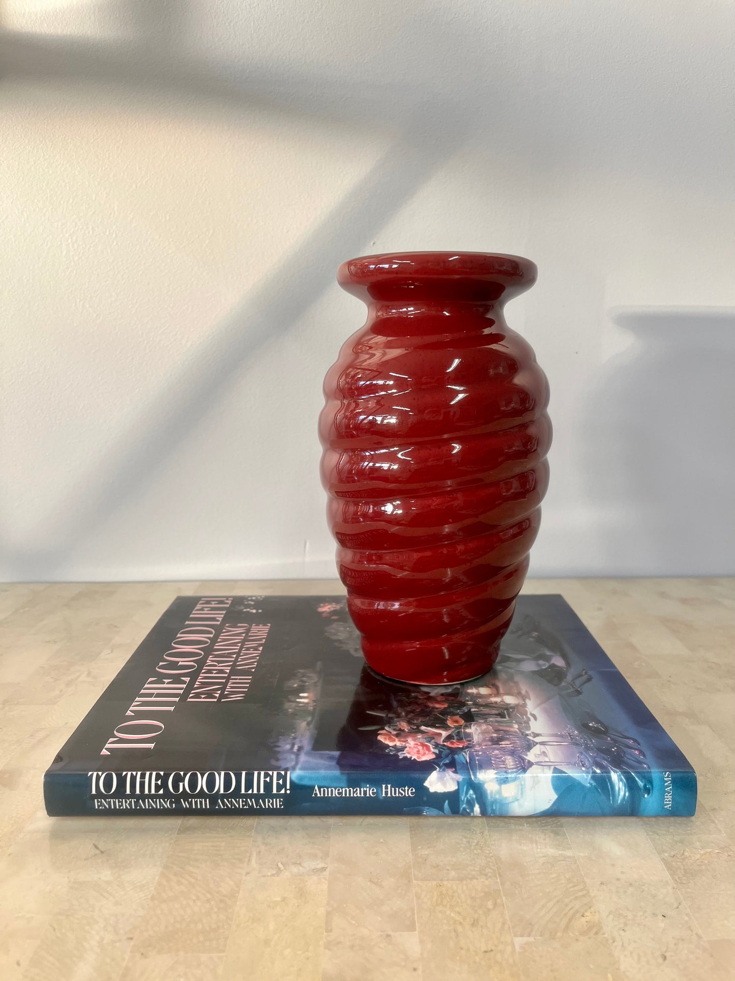 Vintage 2001 Maroon Swirl Haeger Vase