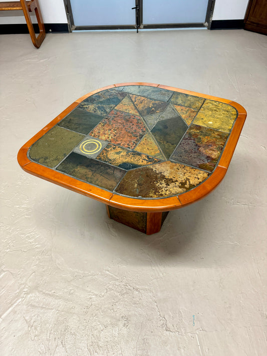 Vintage Paul Kingma Style Mosaic Slate End Table