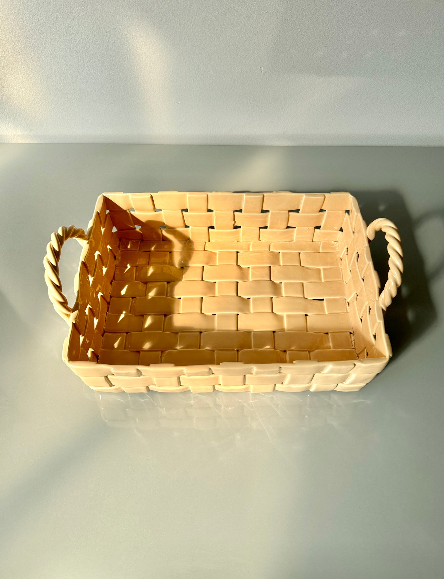 Vintage Italian Ceramic Handled Basket