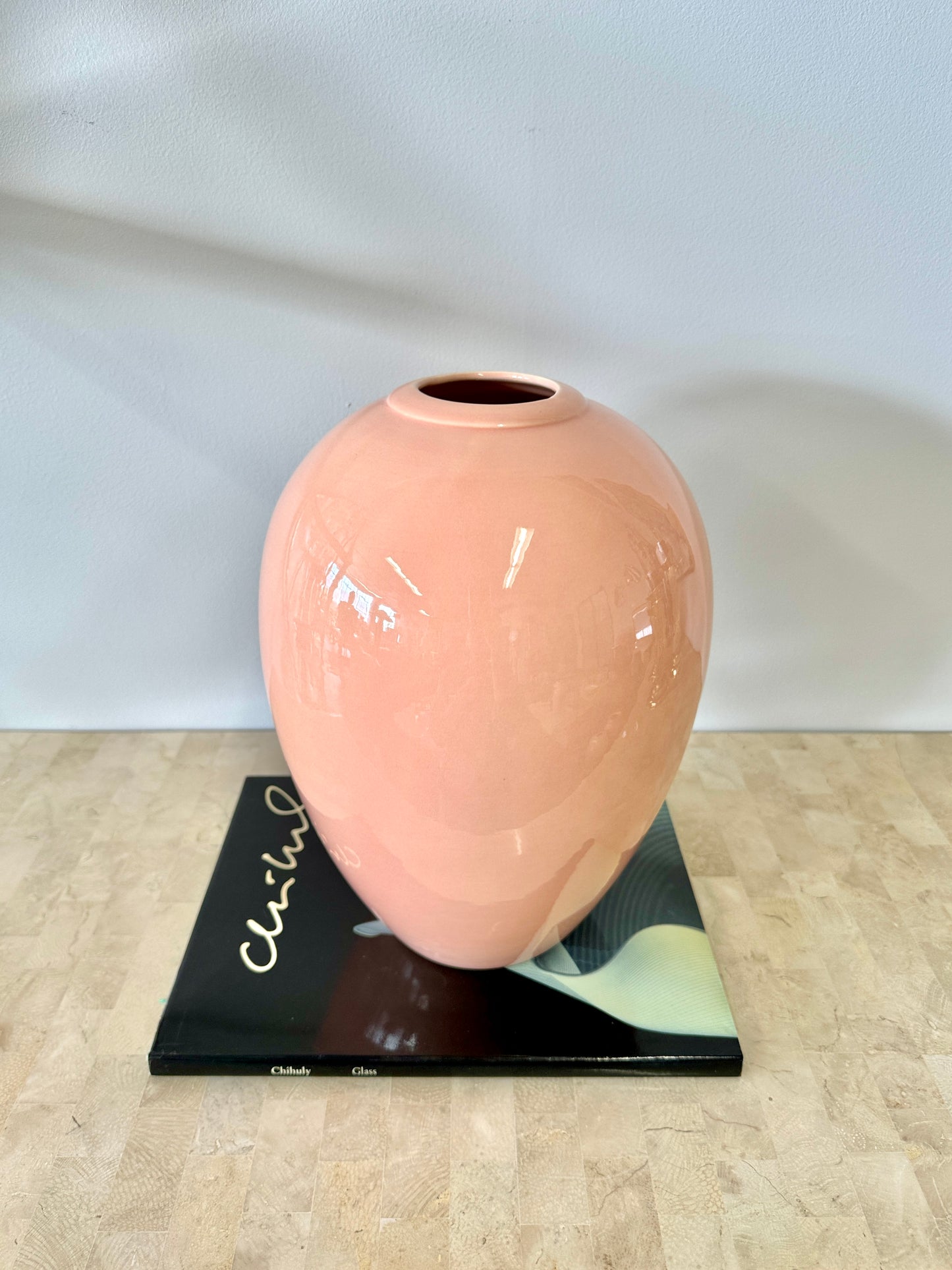 Vintage 1980s Royal Haeger Deco Style Peach Vase
