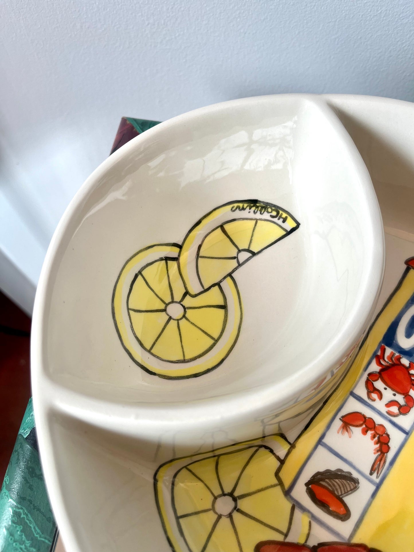 Vintage Ceramic Old Bay and Crab Segmented Serving Platter