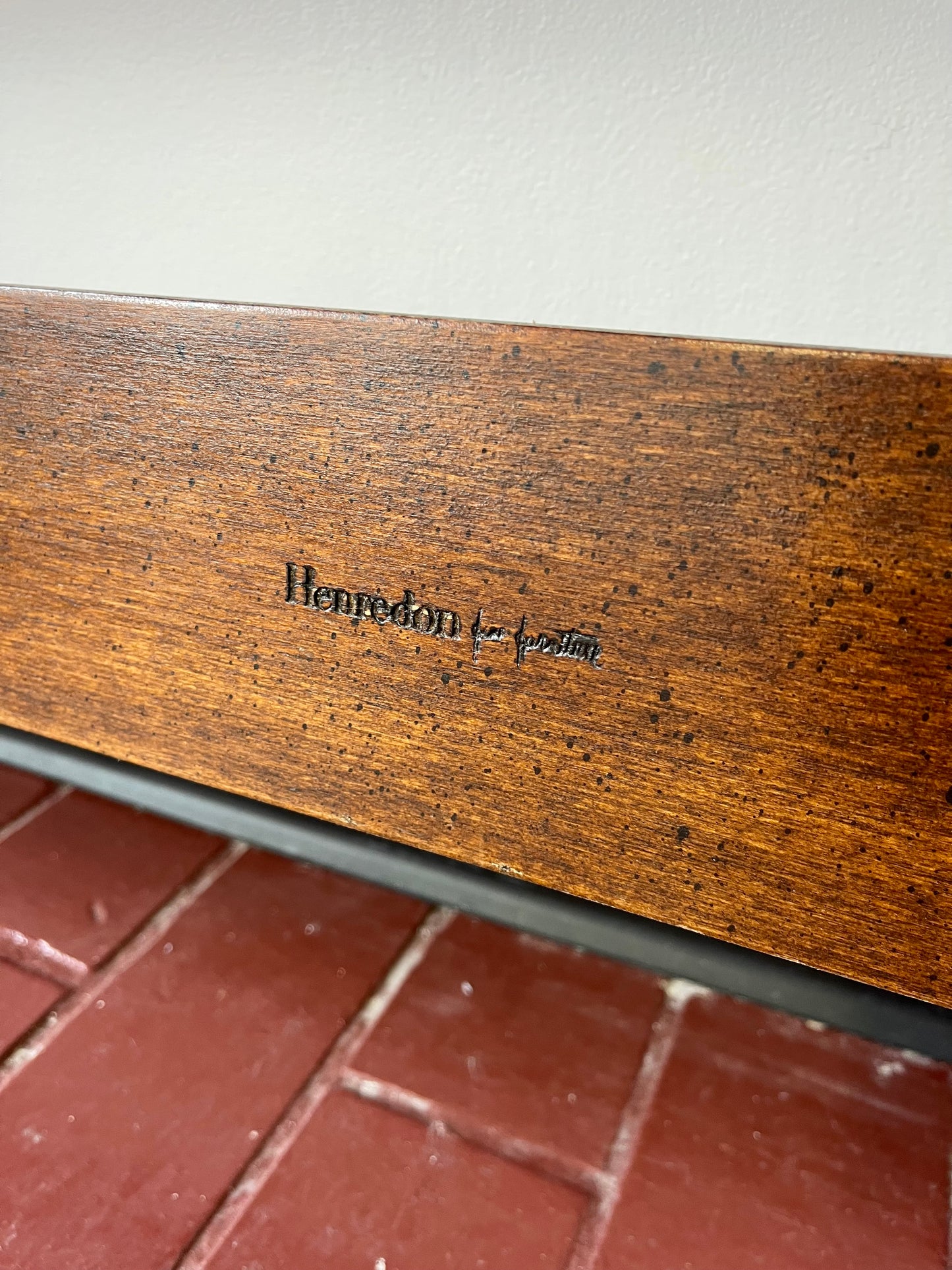 Mid Century Henredon Campaign Style Walnut and Brass King Headboard