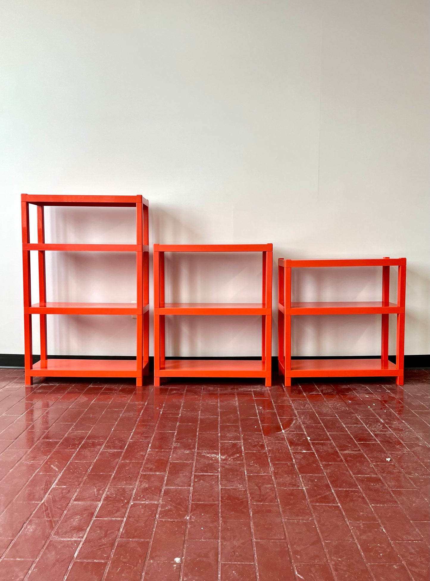 Vintage 1970s Orange Plastic Modular Shelving Set