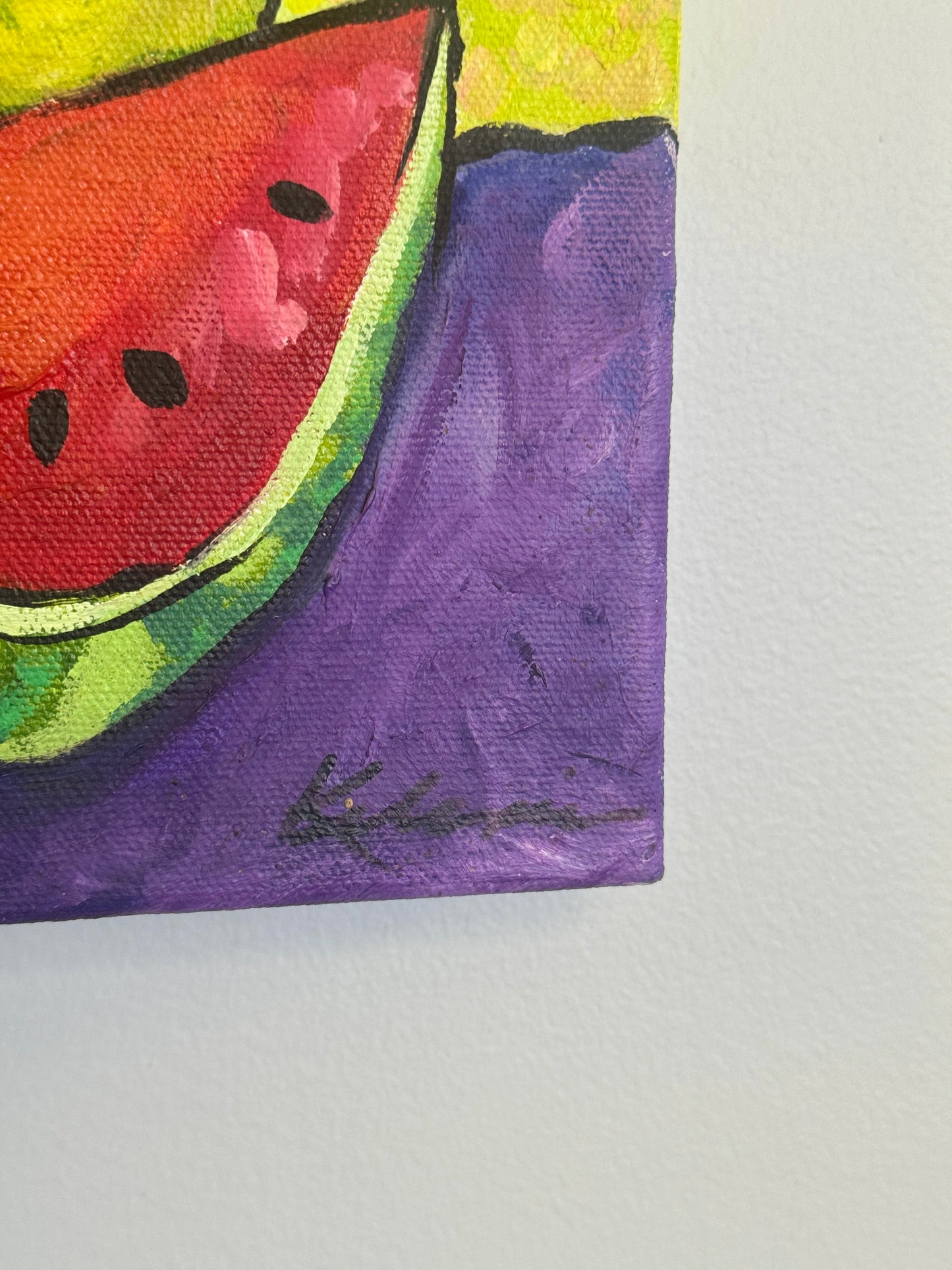 Vintage “Watermelon + Cherries” Oil on Canvas