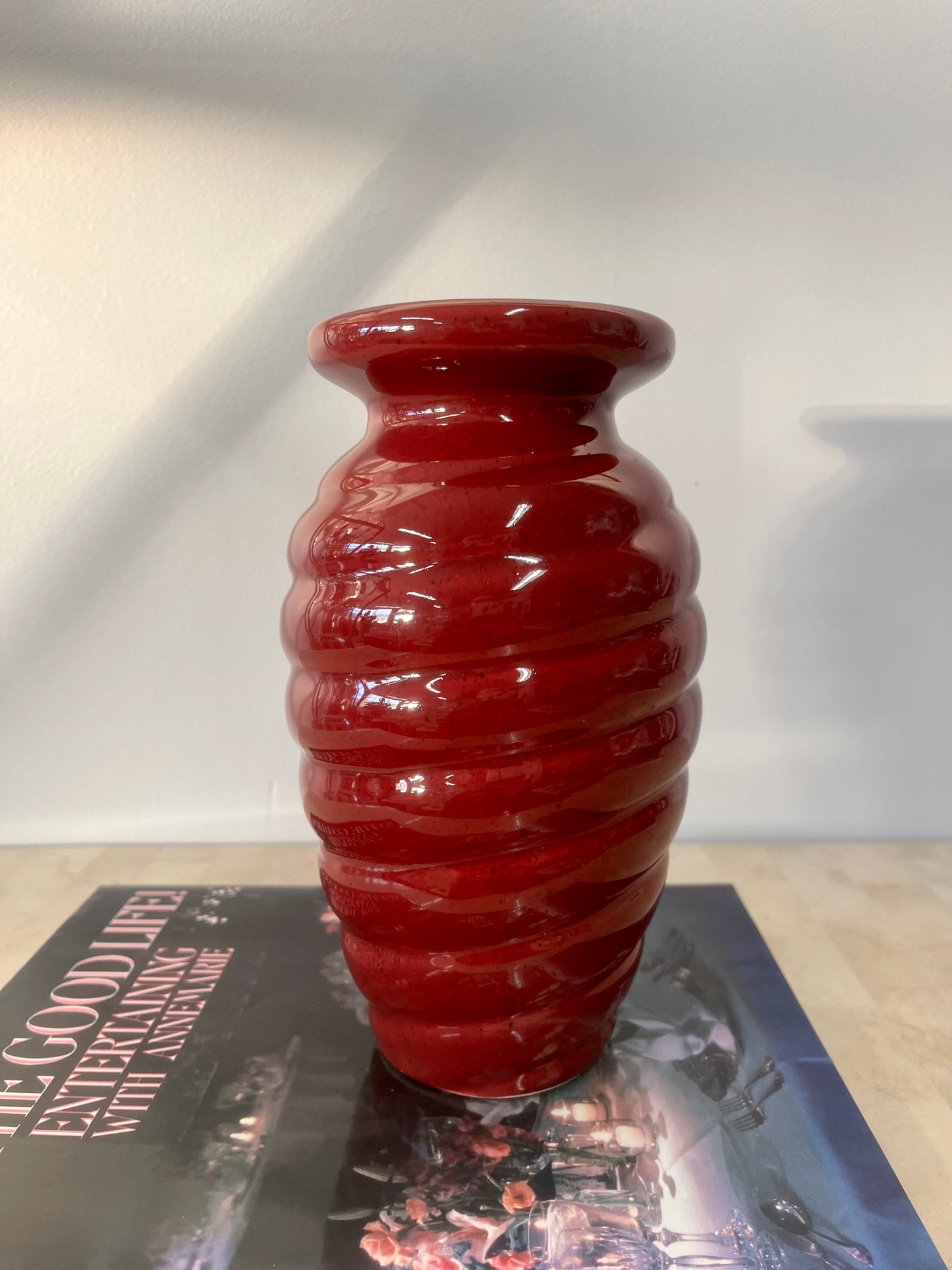 Vintage 2001 Maroon Swirl Haeger Vase