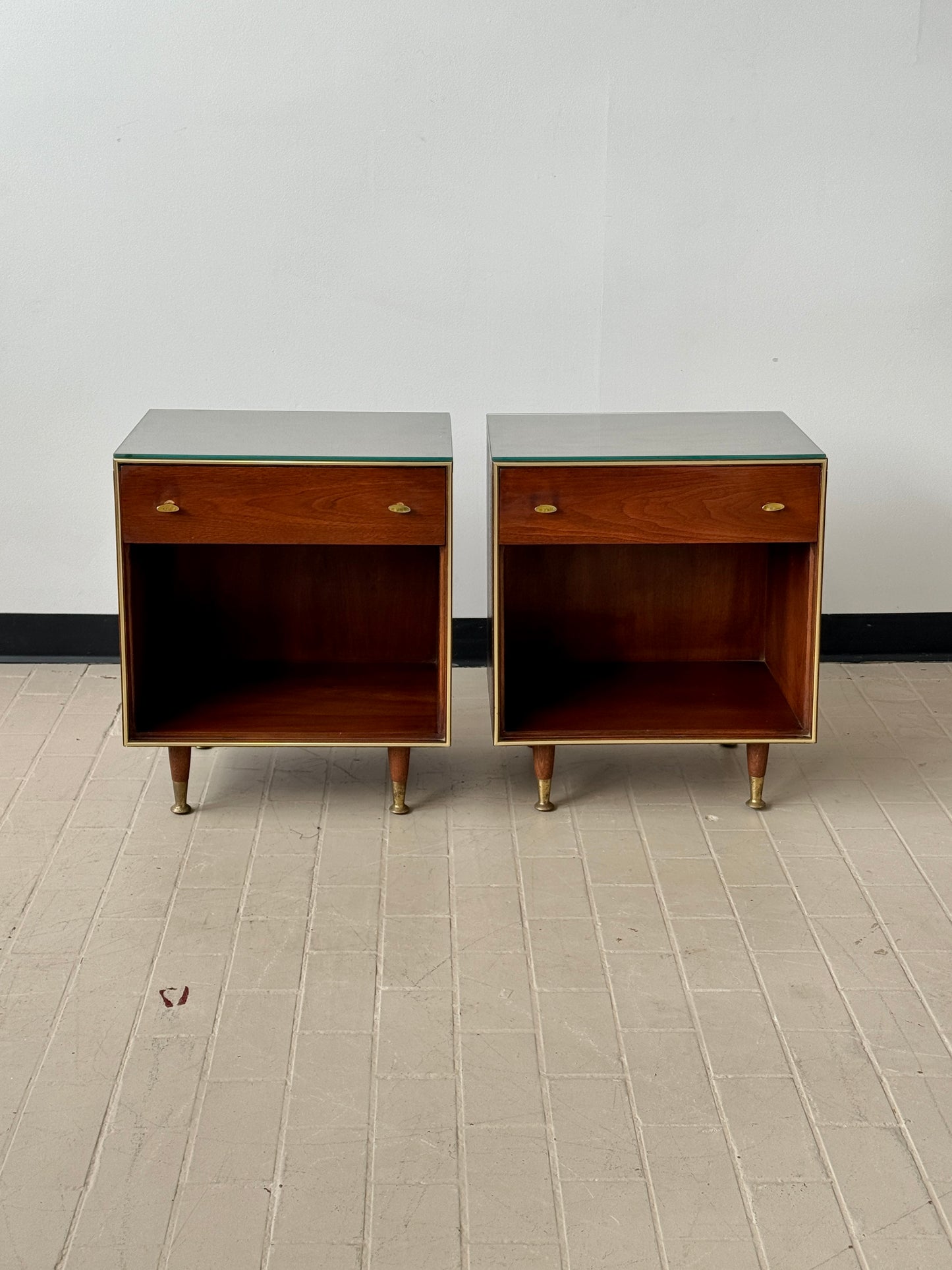 Pair MCM RWay Walnut Nightstands