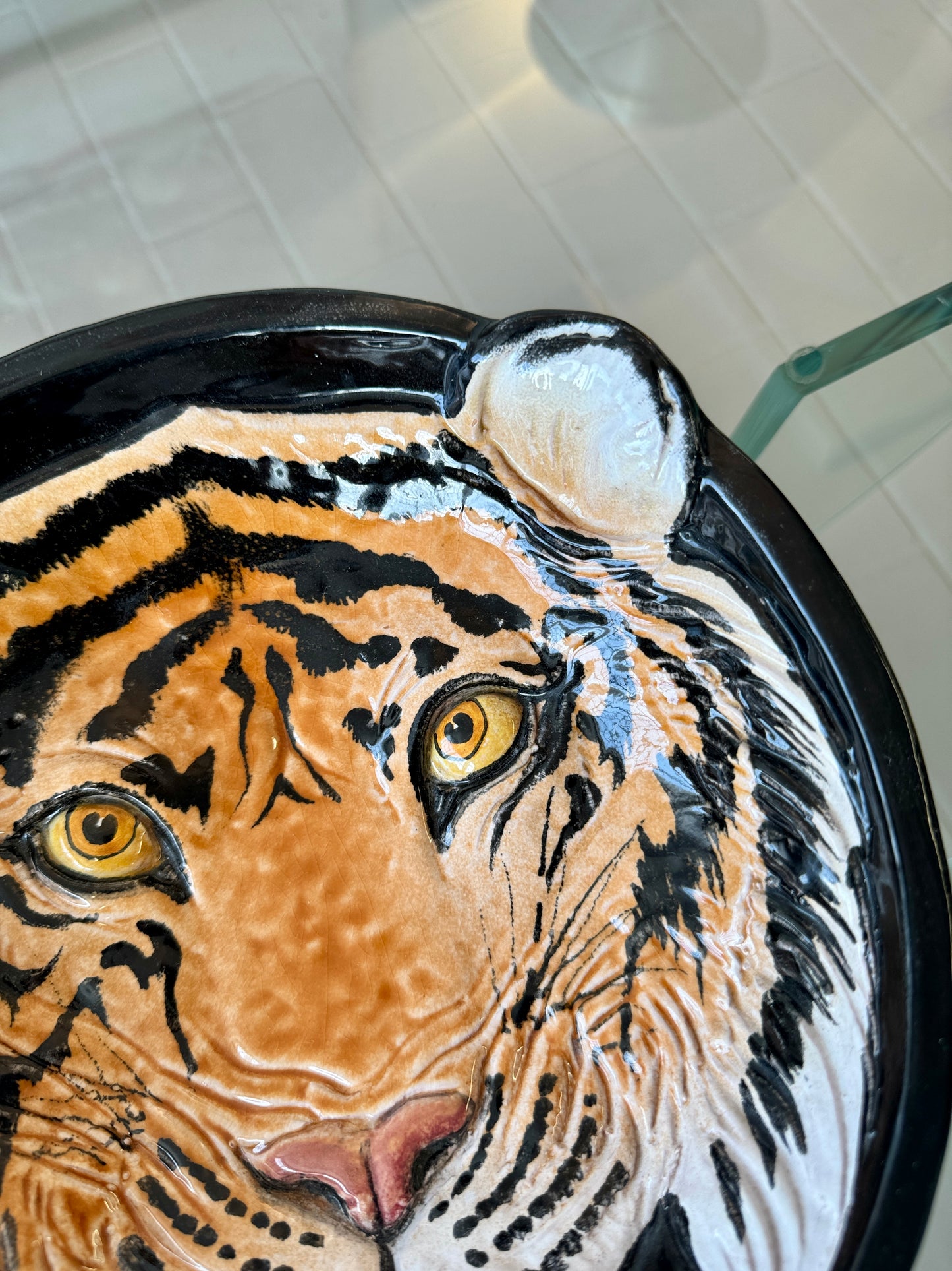 Vintage Italian Ceramic Tiger Bowl
