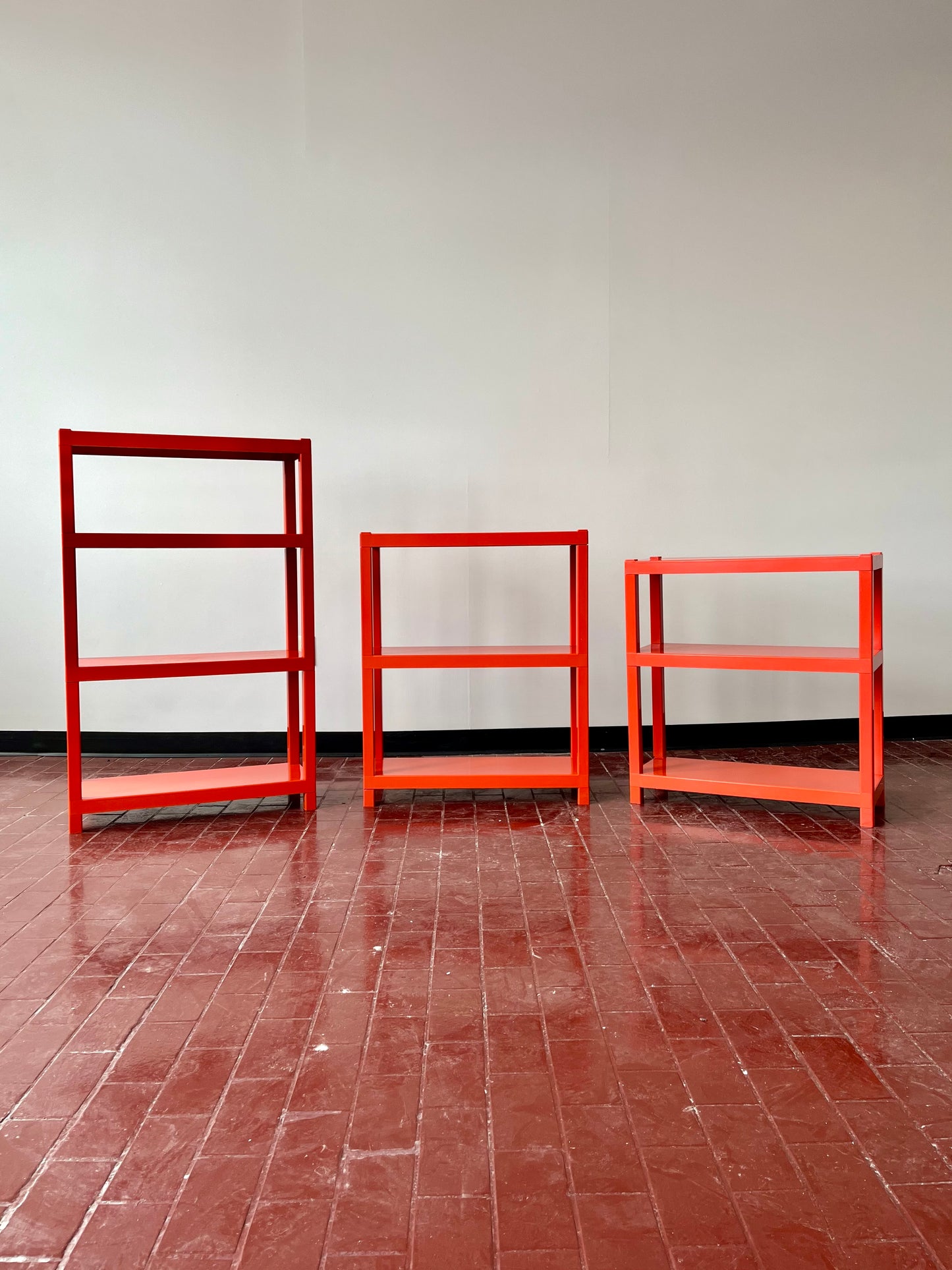 Vintage 1970s Orange Plastic Modular Shelving Set