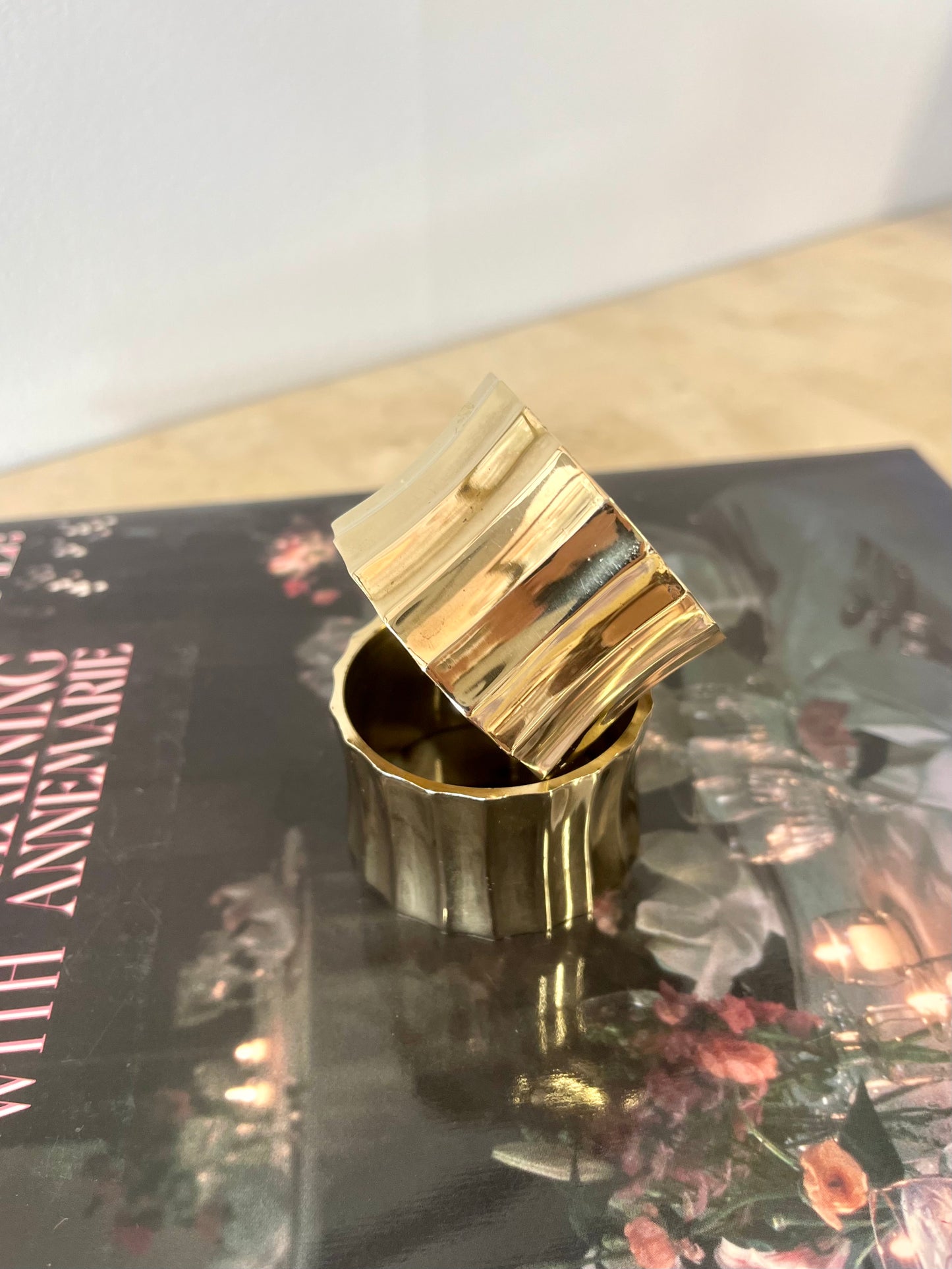 Vintage Pair Fluted Brass Napkin Rings