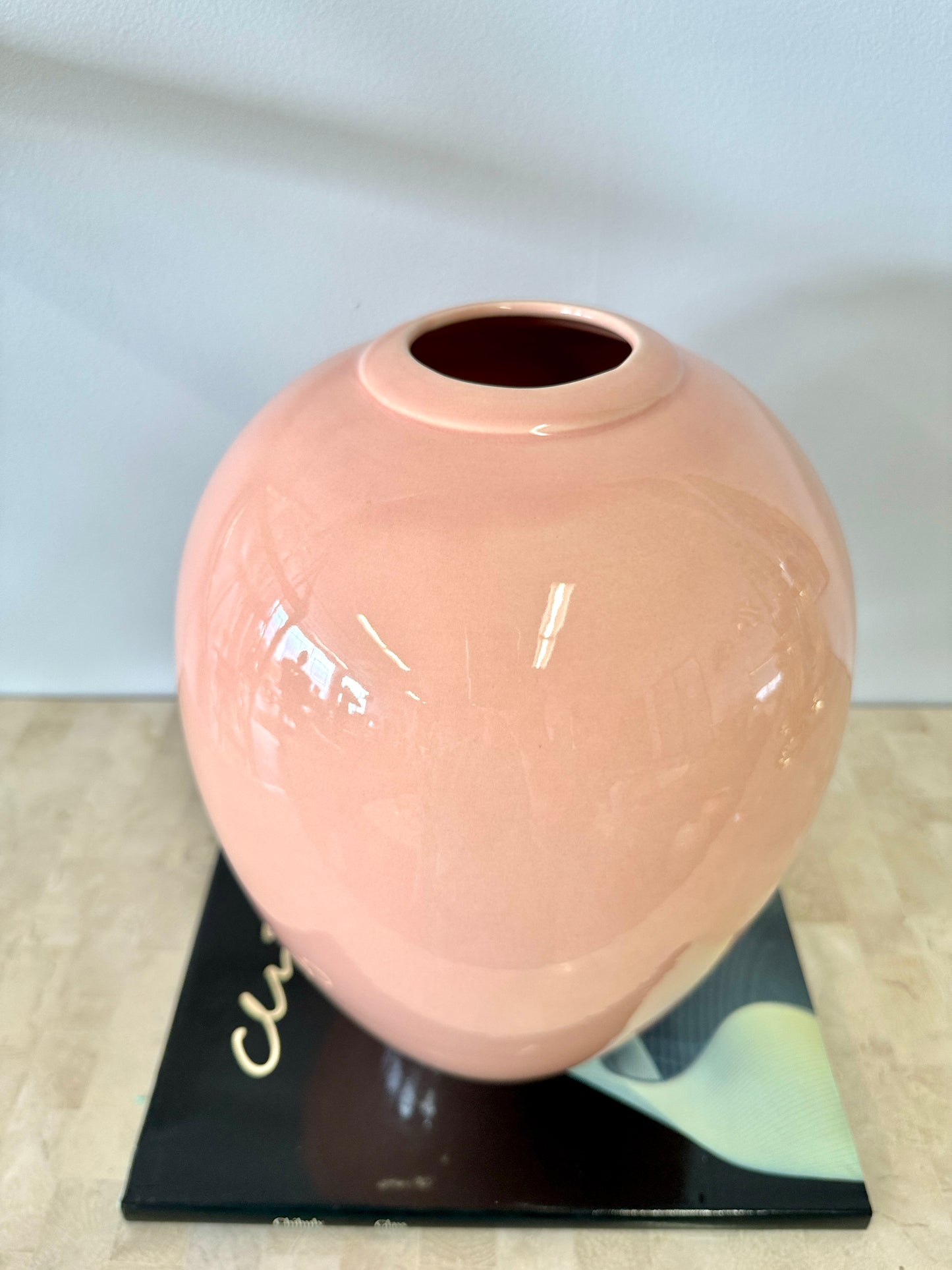 Vintage 1980s Royal Haeger Deco Style Peach Vase