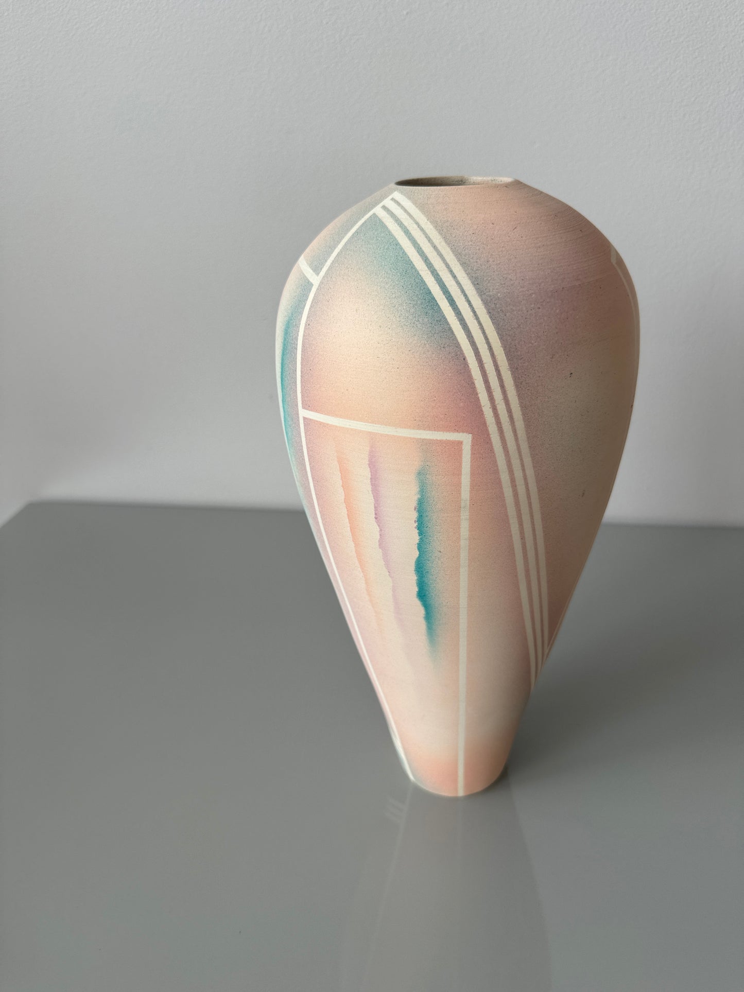 1980s Abstract Pastel Ceramic Vase