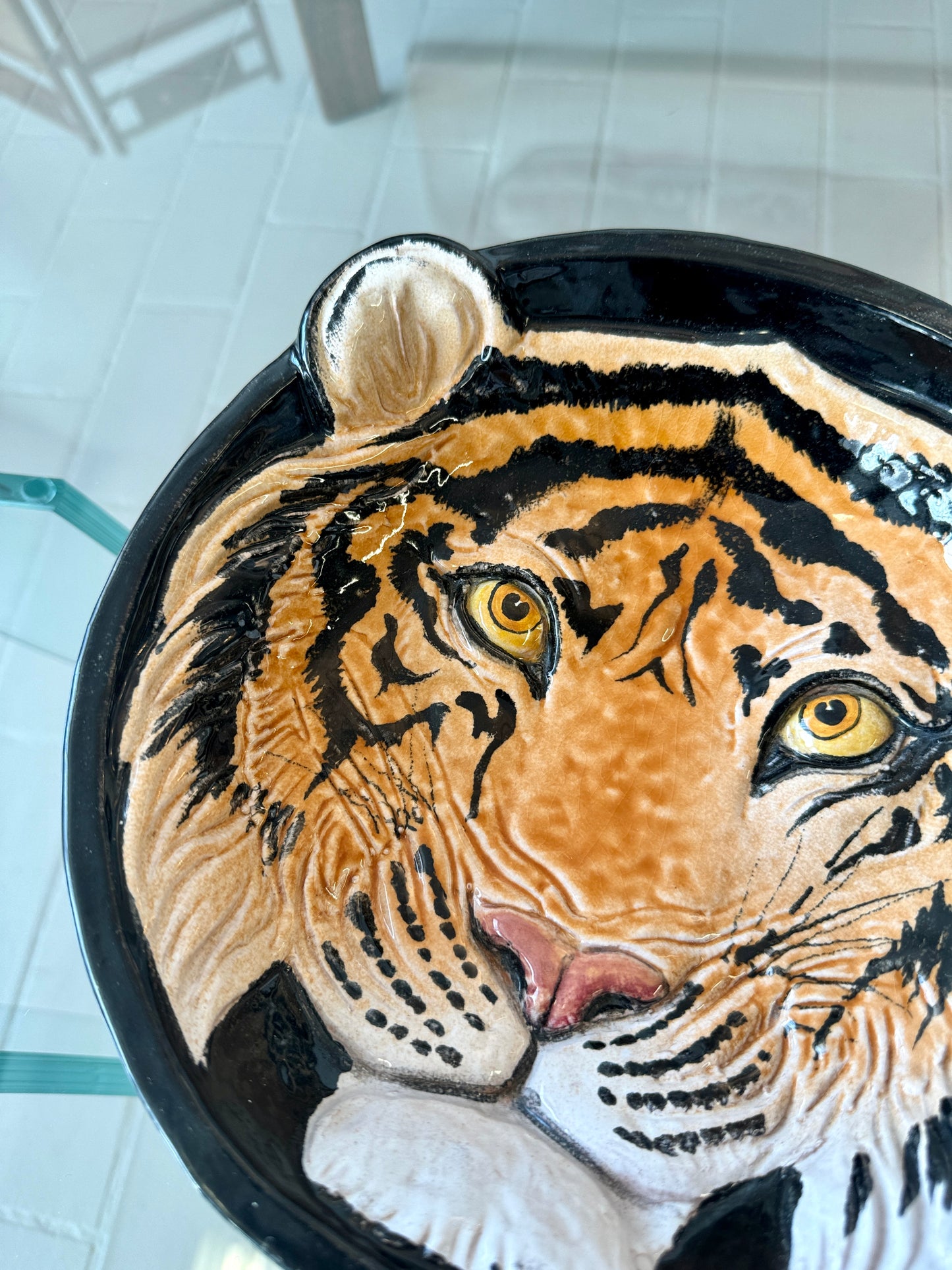 Vintage Italian Ceramic Tiger Bowl