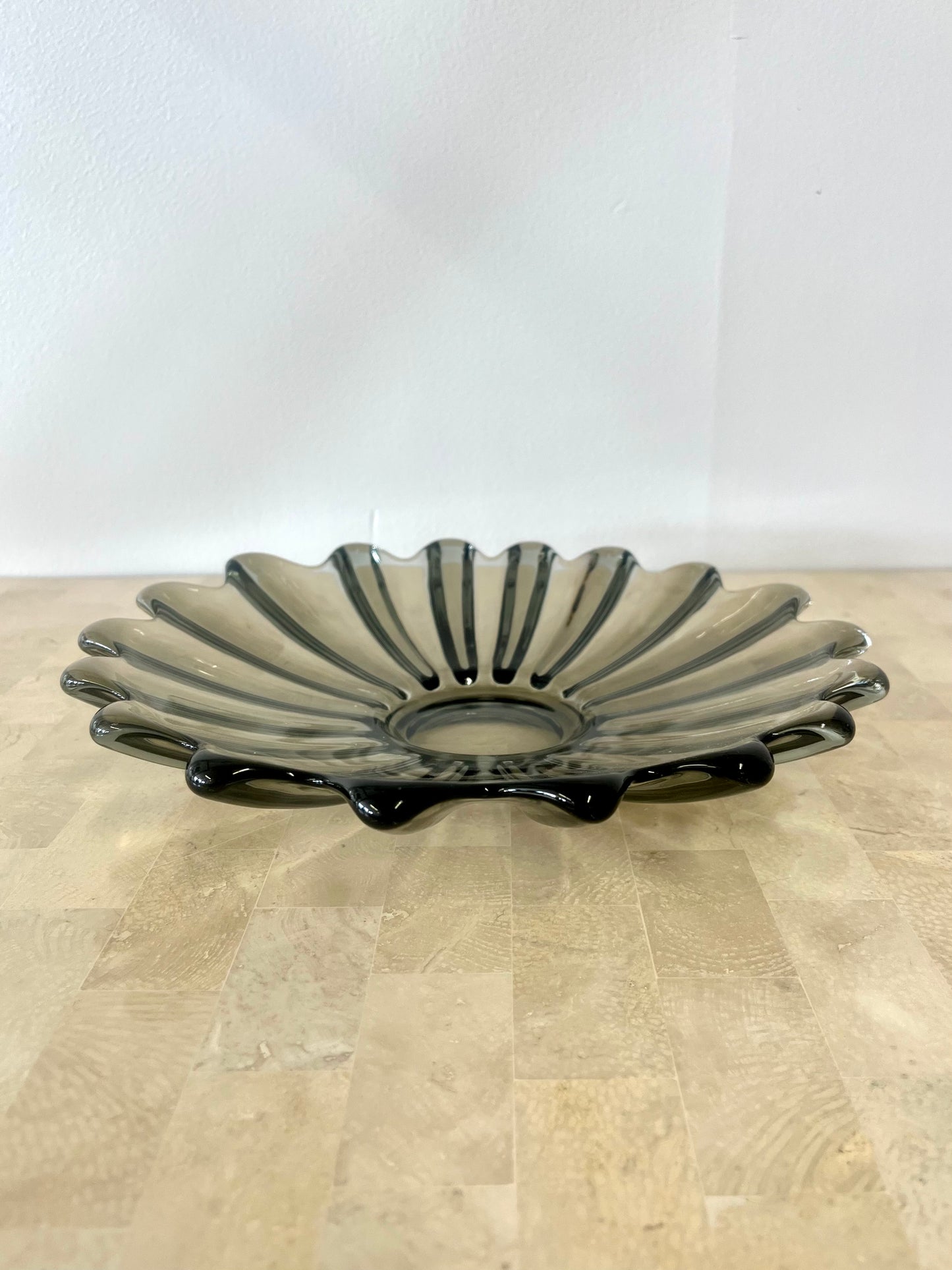 MCM Federal Glass Celestial Smokey Grey Console Dish