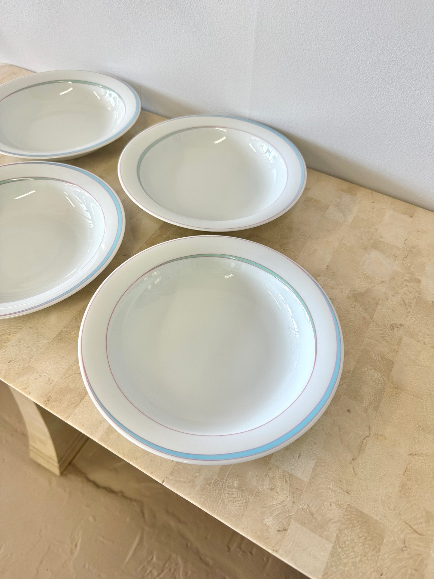 Vintage 1980s Pastel Rimmed Porcelain Arzberg “Orion” Tableware Set