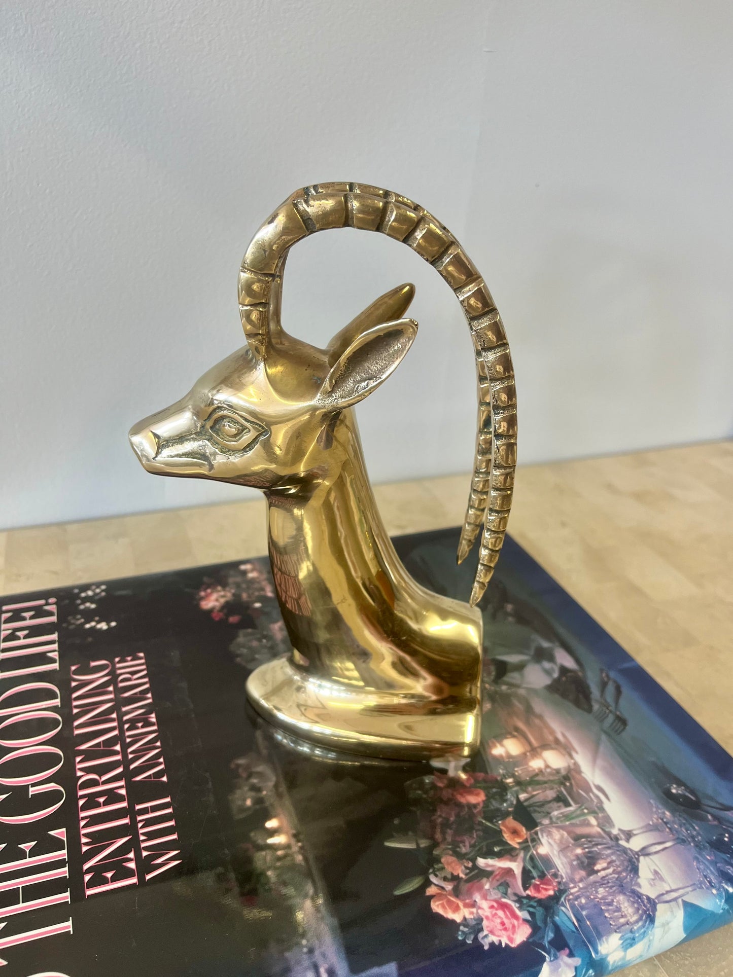 Vintage Brass Gazelle Bookend