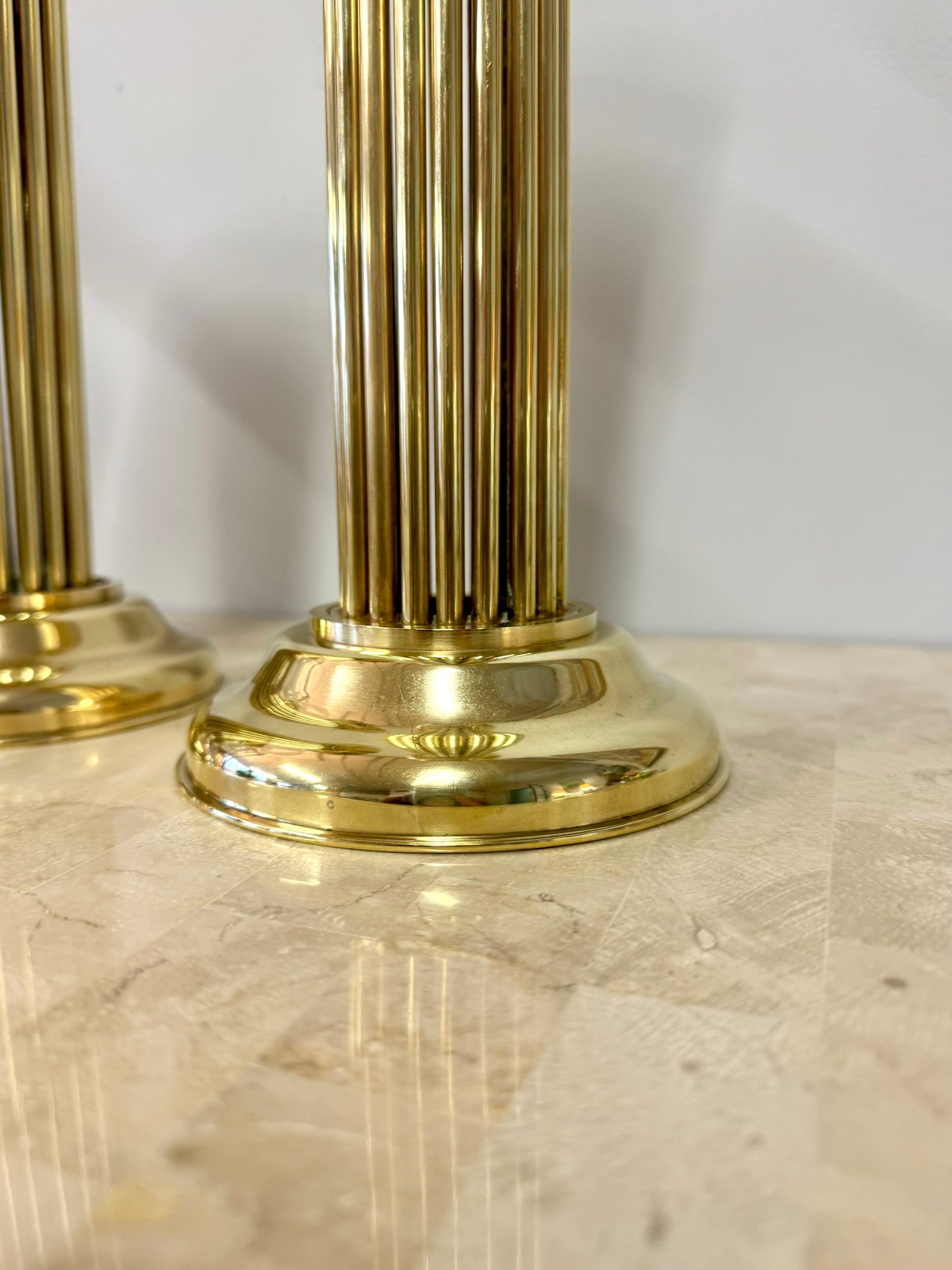Vintage Brass Pedestal Pillar Candle Holder Trio