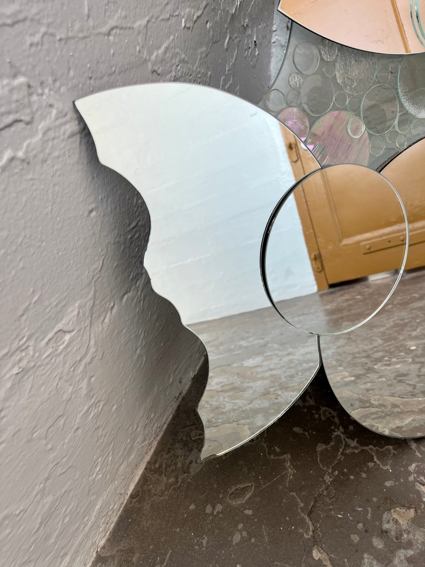 Vintage Artist-made Celestial Stacked Moon Mirror