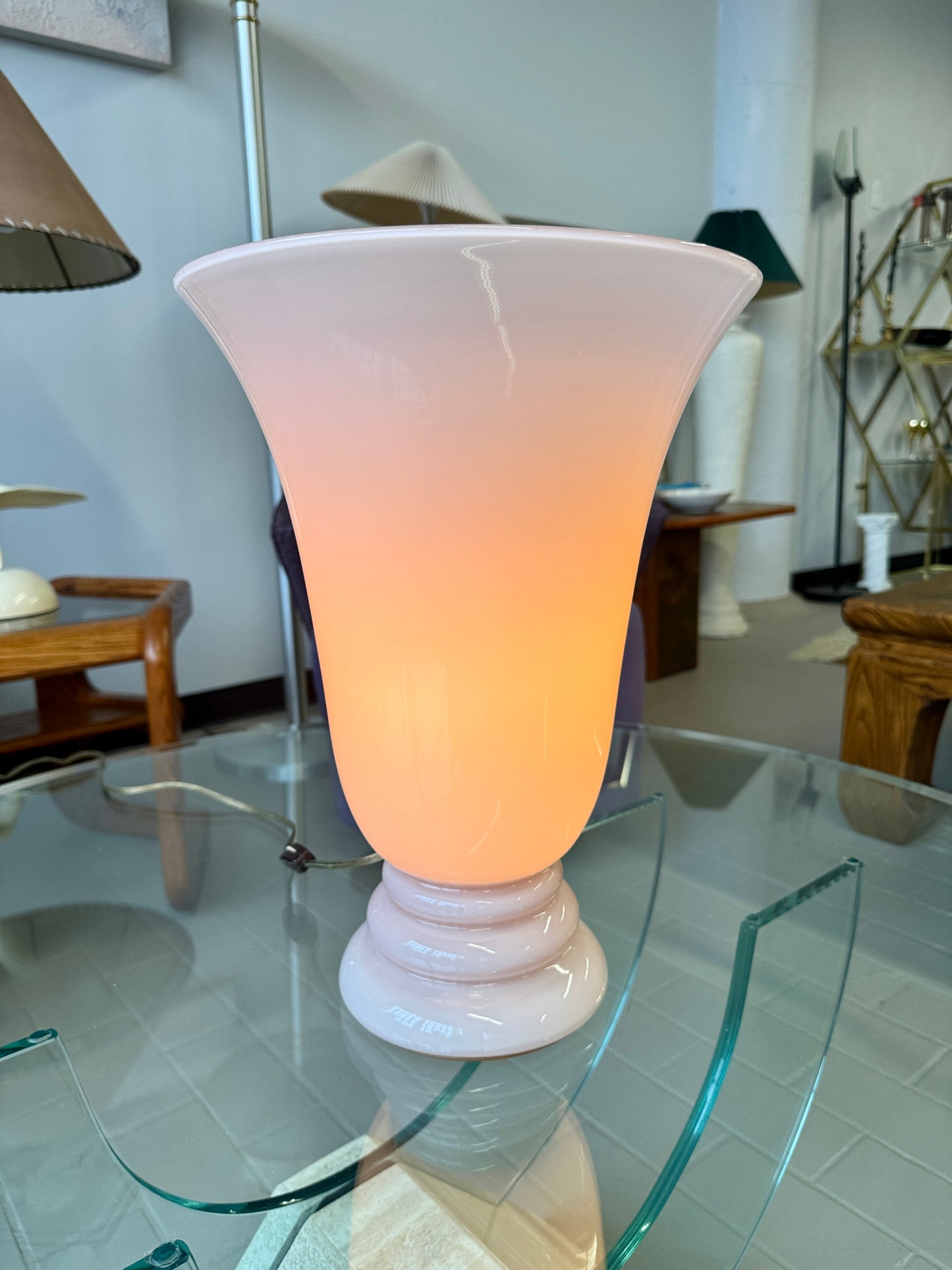Vintage CVV Vianne French Pink Cased Glass Lamp