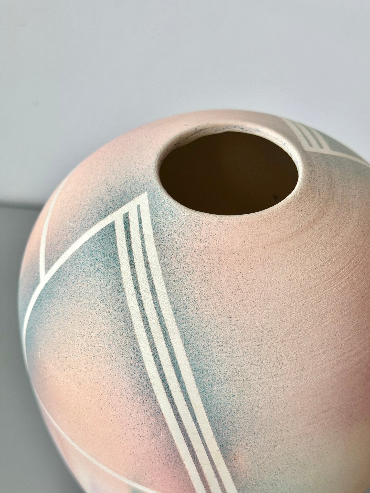1980s Abstract Pastel Ceramic Vase
