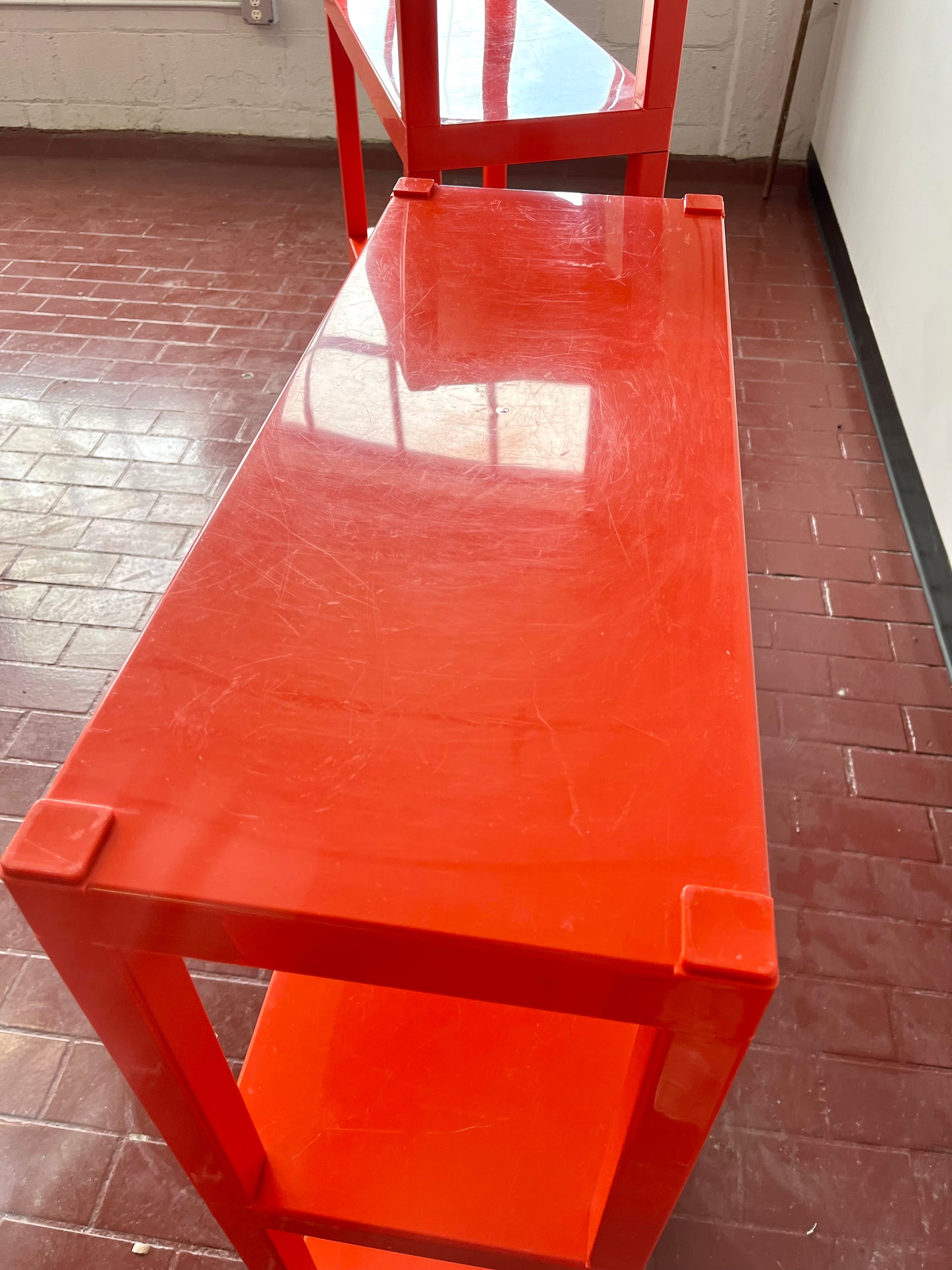 Vintage 1970s Orange Plastic Modular Shelving Set