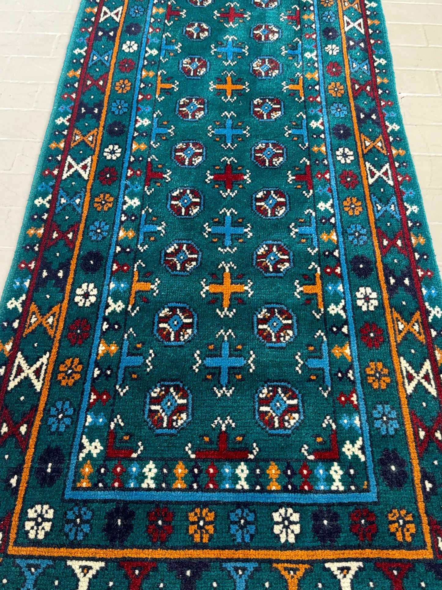Hand Knotted Afghan Wool Rug Runner