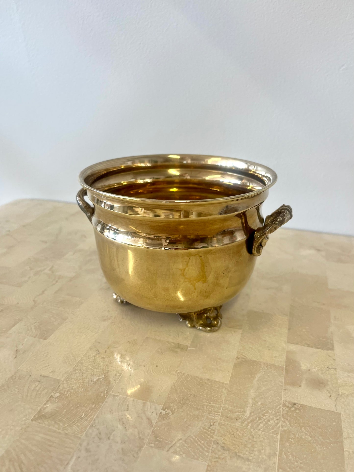 Vintage Footed Brass Planter