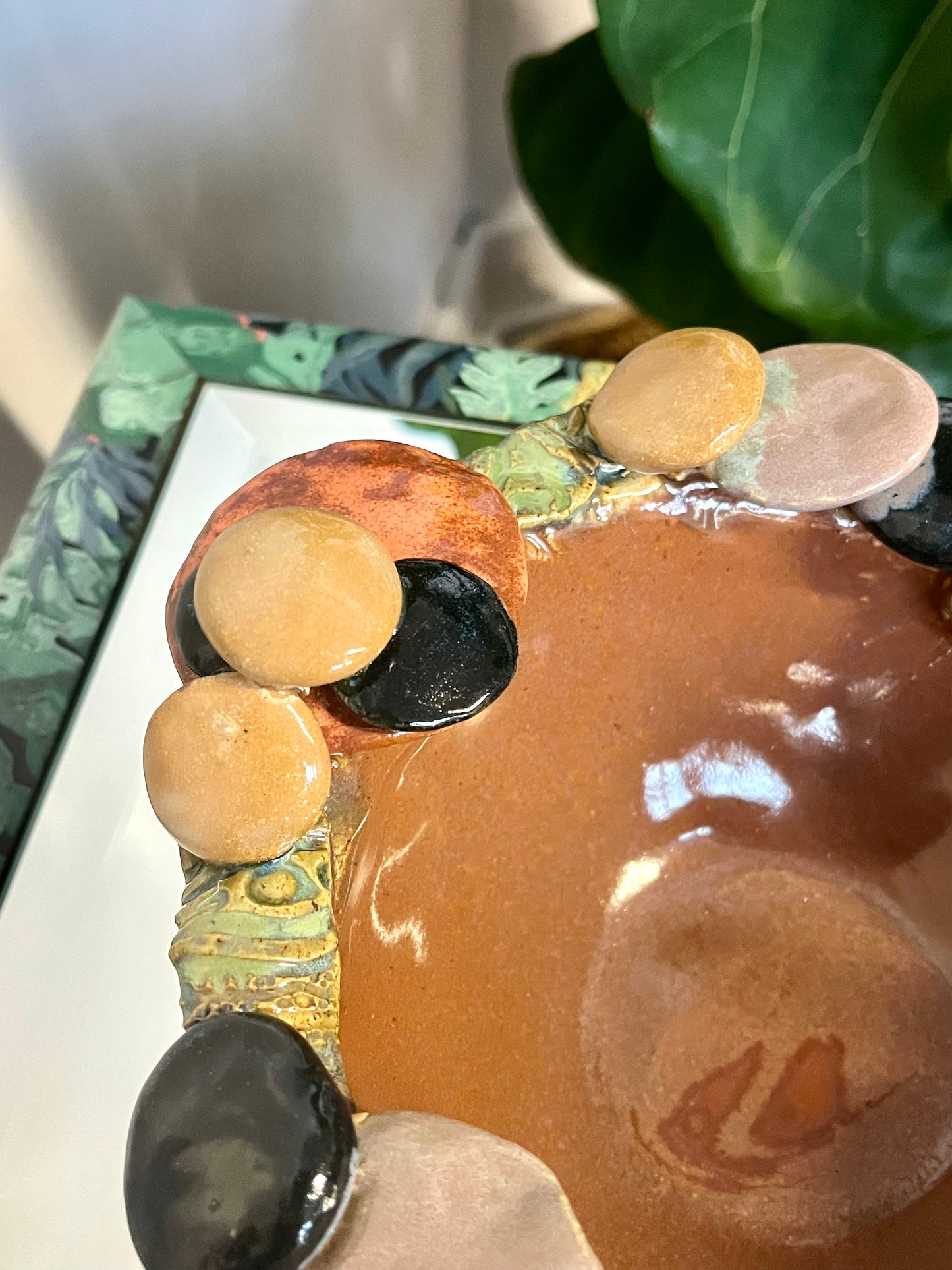 Vintage Studio Pottery Console Dish with “Pebble” Rim