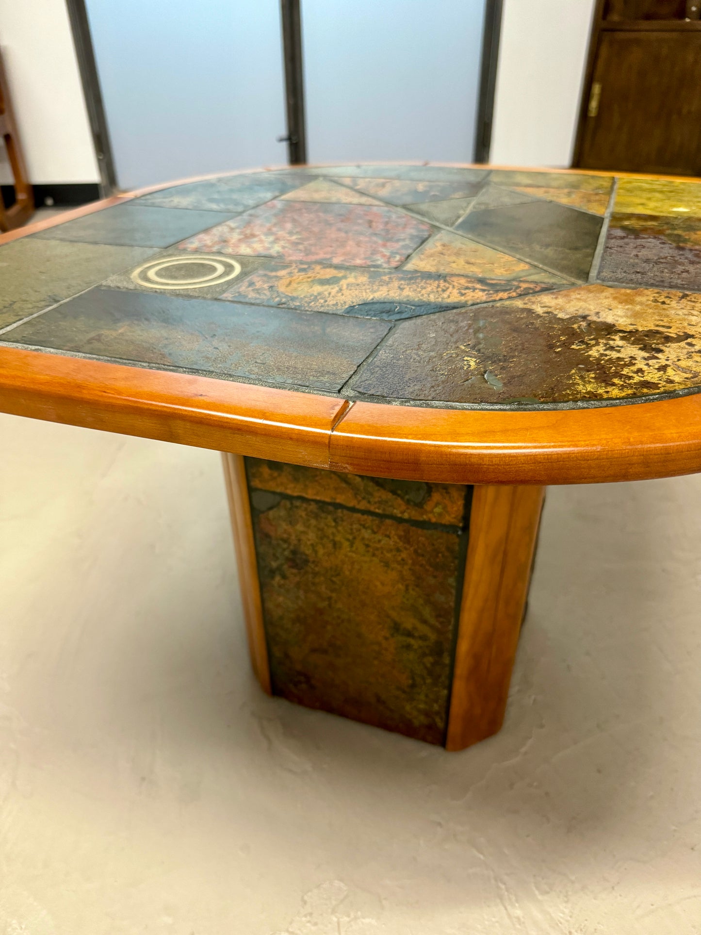 Vintage Paul Kingma Style Mosaic Slate End Table