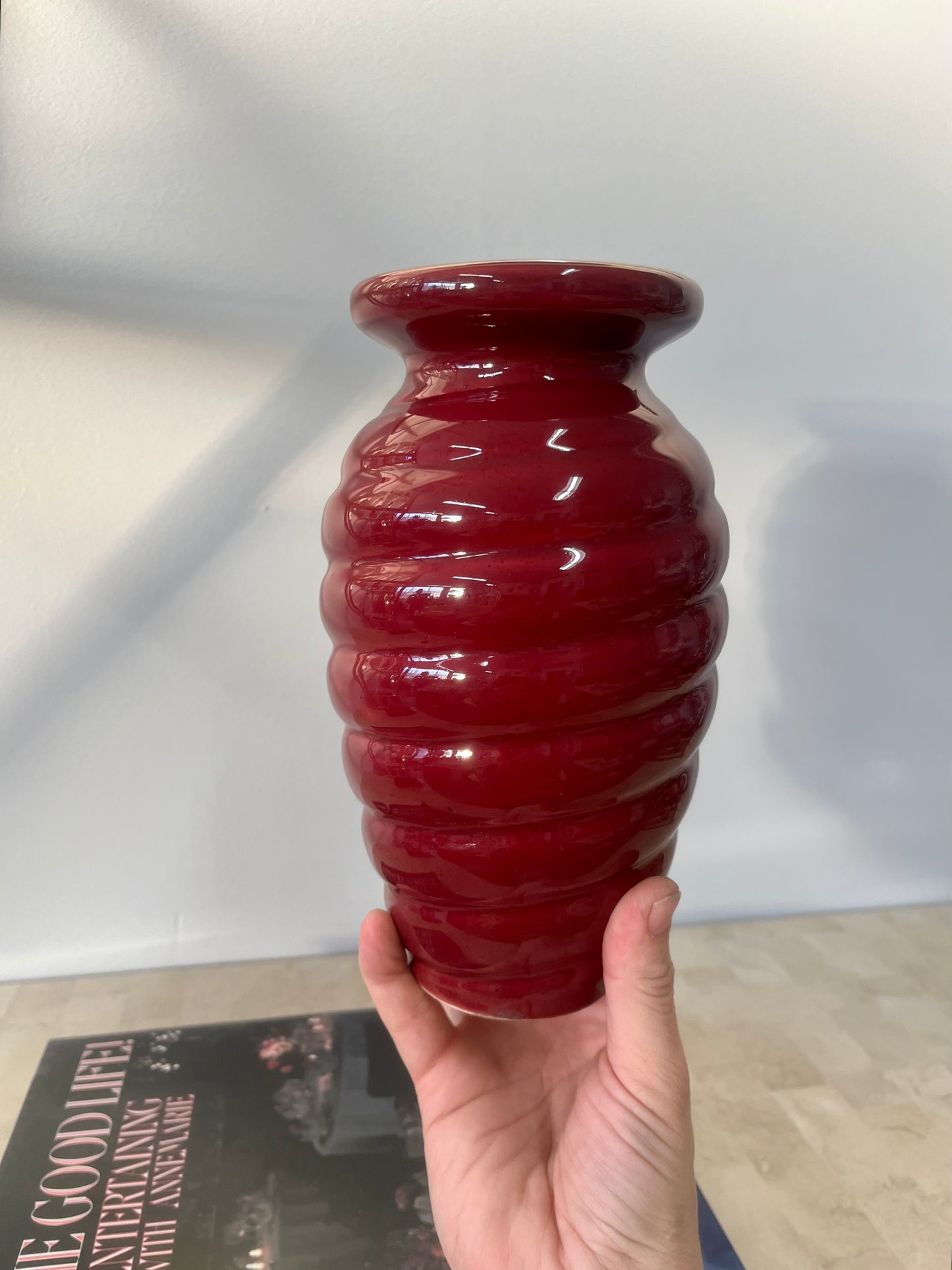 Vintage 2001 Maroon Swirl Haeger Vase