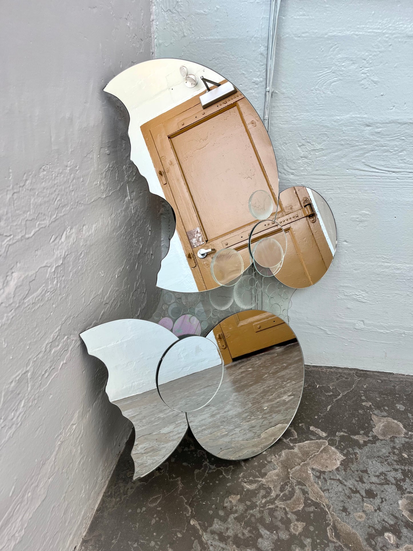 Vintage Artist-made Celestial Stacked Moon Mirror