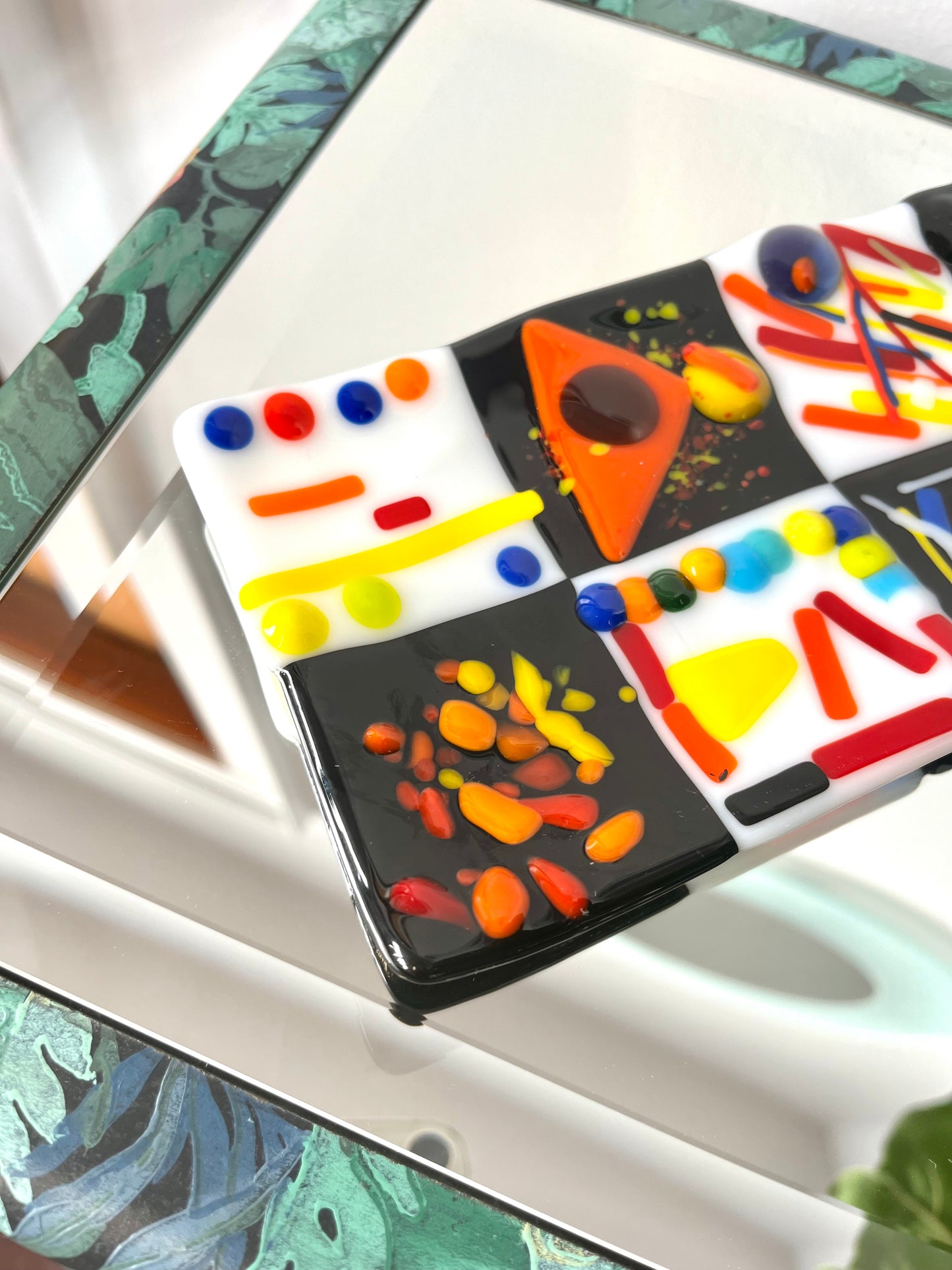 Postmodern Artist-made Fused Glass Decorative Plate