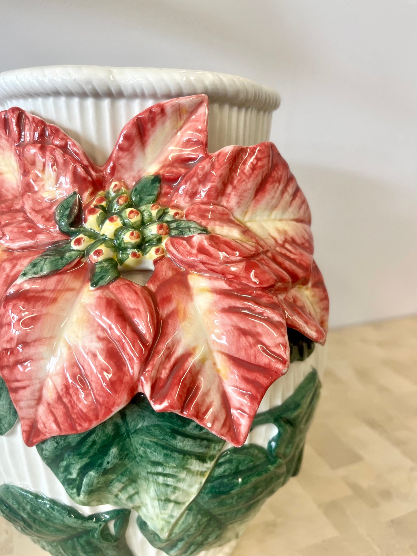 Vintage 1991 Fitz and Floyd Old World Poinsettia Vase