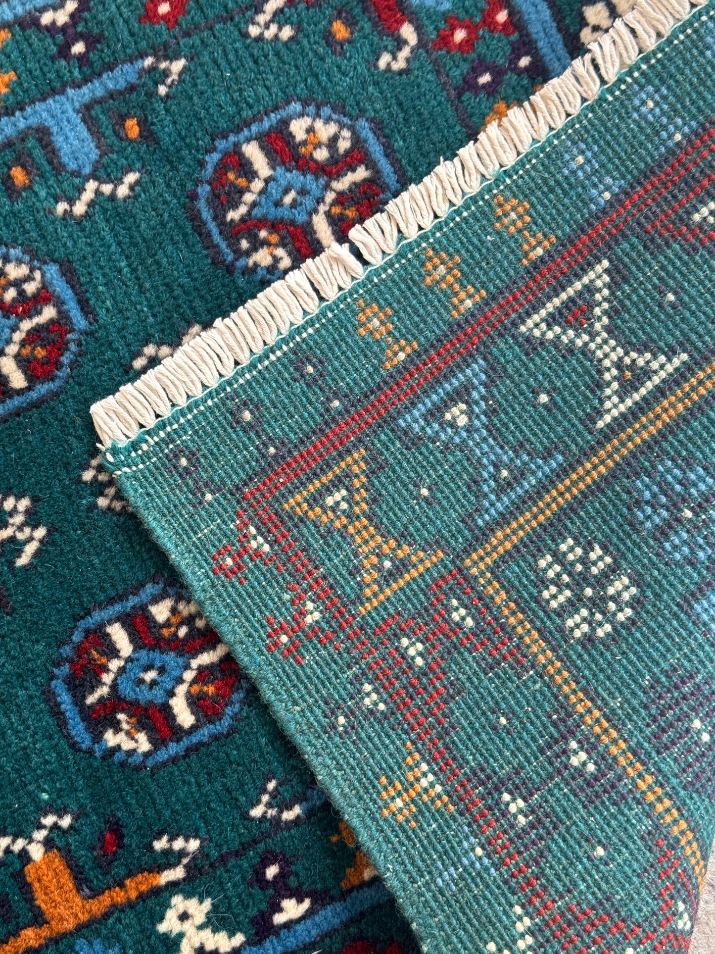 Hand Knotted Afghan Wool Rug Runner