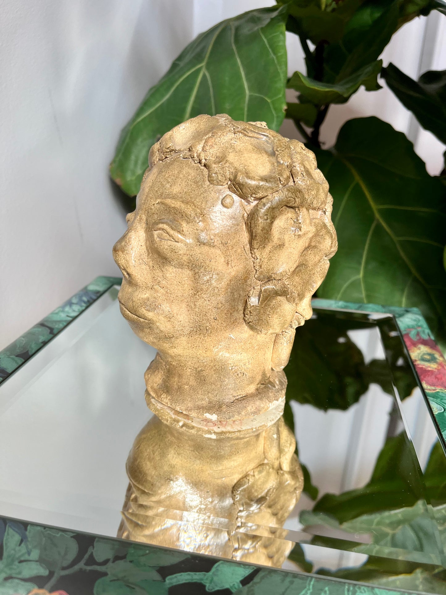 Vintage Artist Signed Studio Pottery Bust