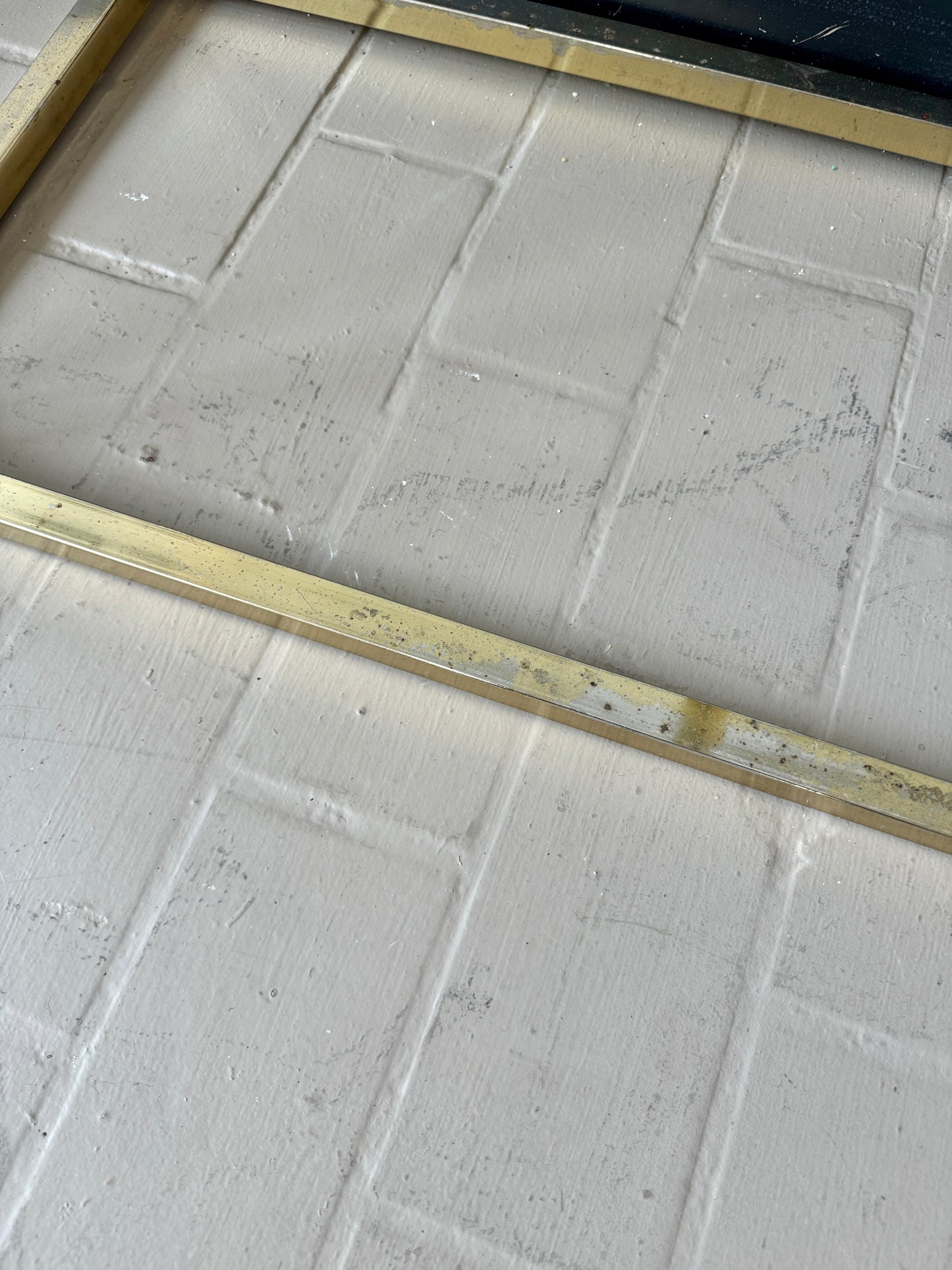 Vintage Diamond Brass and Glass Etagere