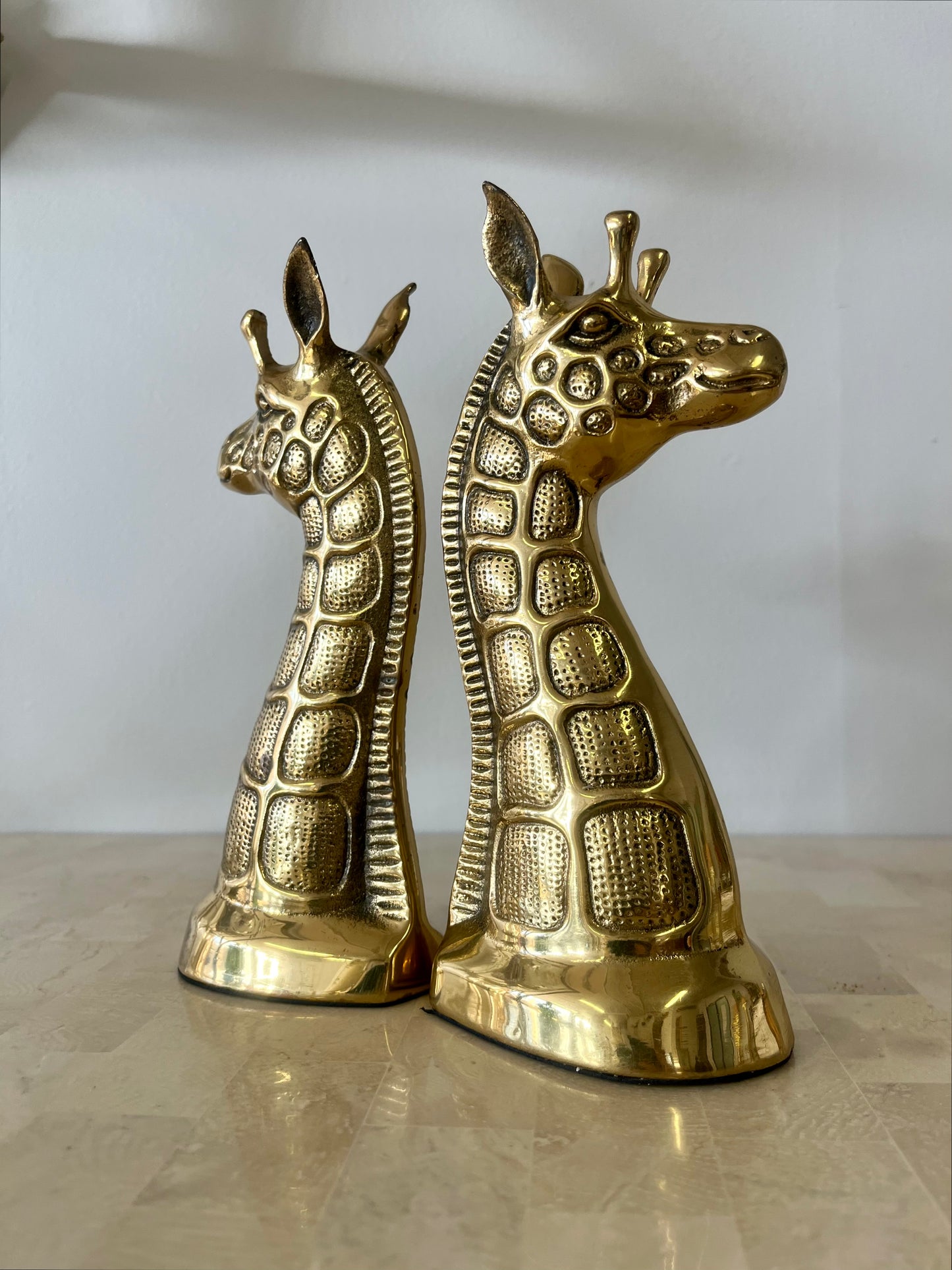 Vintage Brass Giraffe Bookends