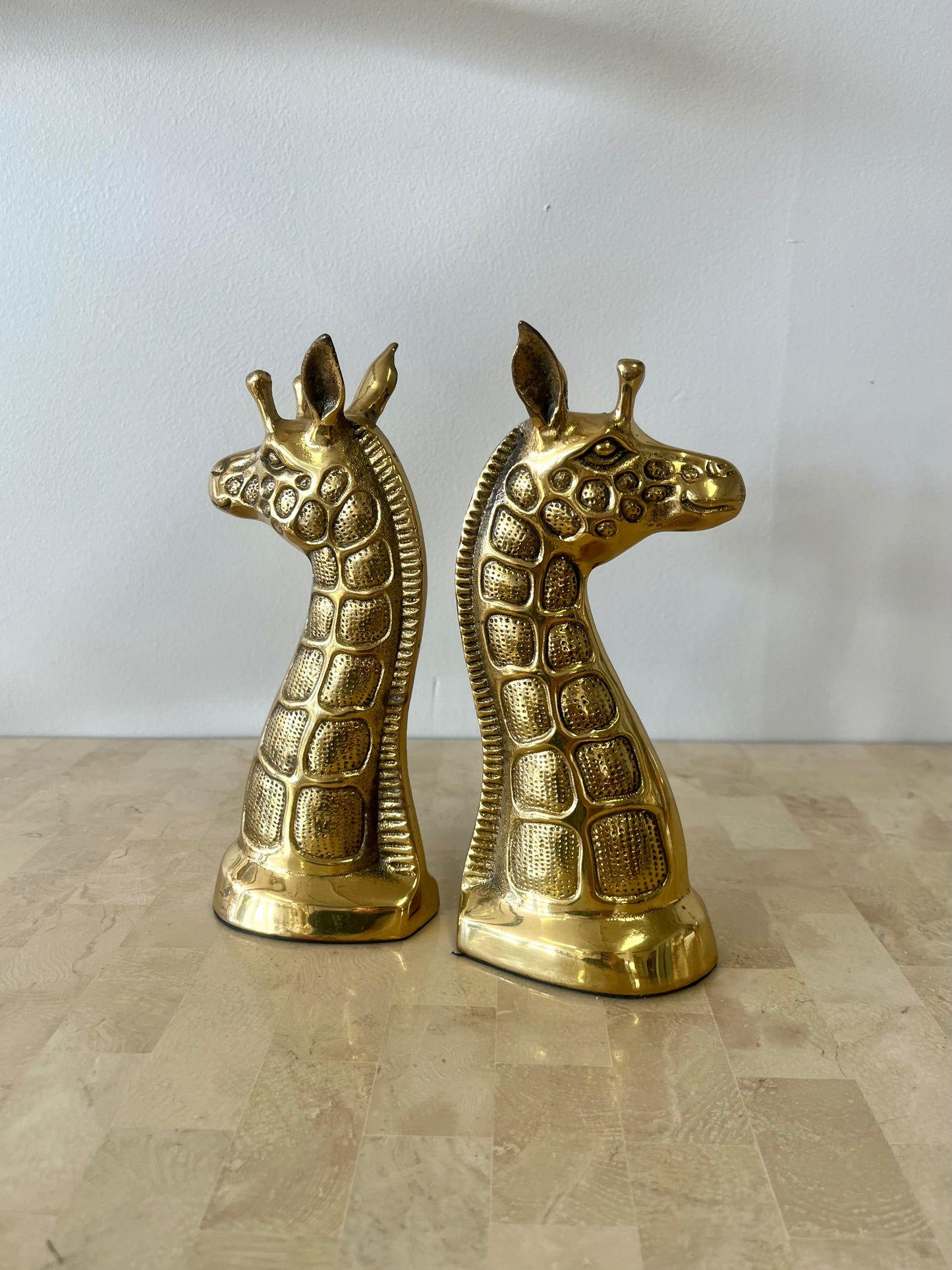 Vintage Brass Giraffe Bookends