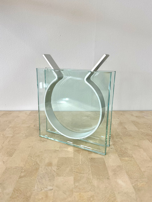 Postmodern Glass & Aluminum Ribbon Vase
